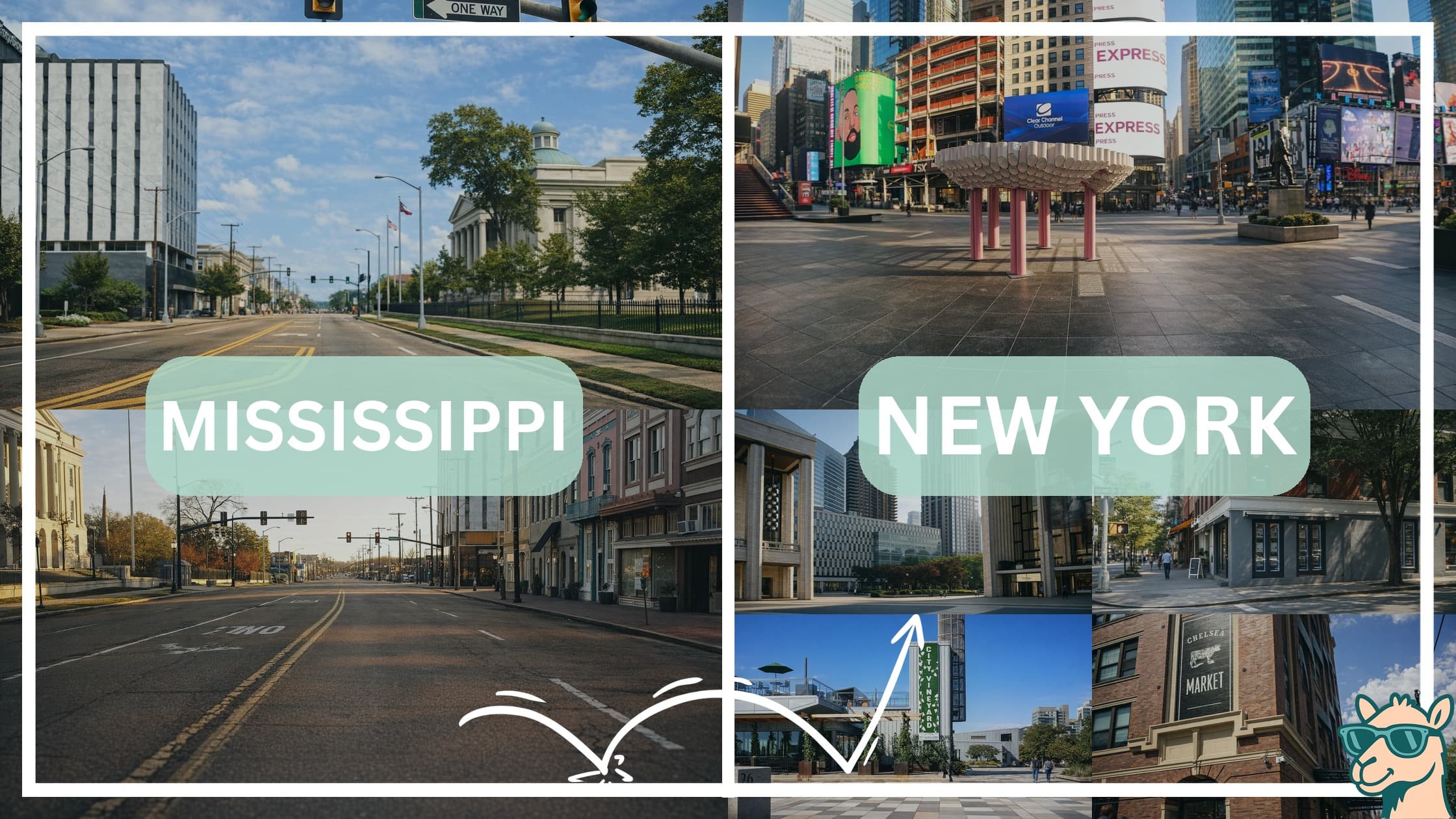 comparison of hotspots between neighborhoods in Mississippi and New York