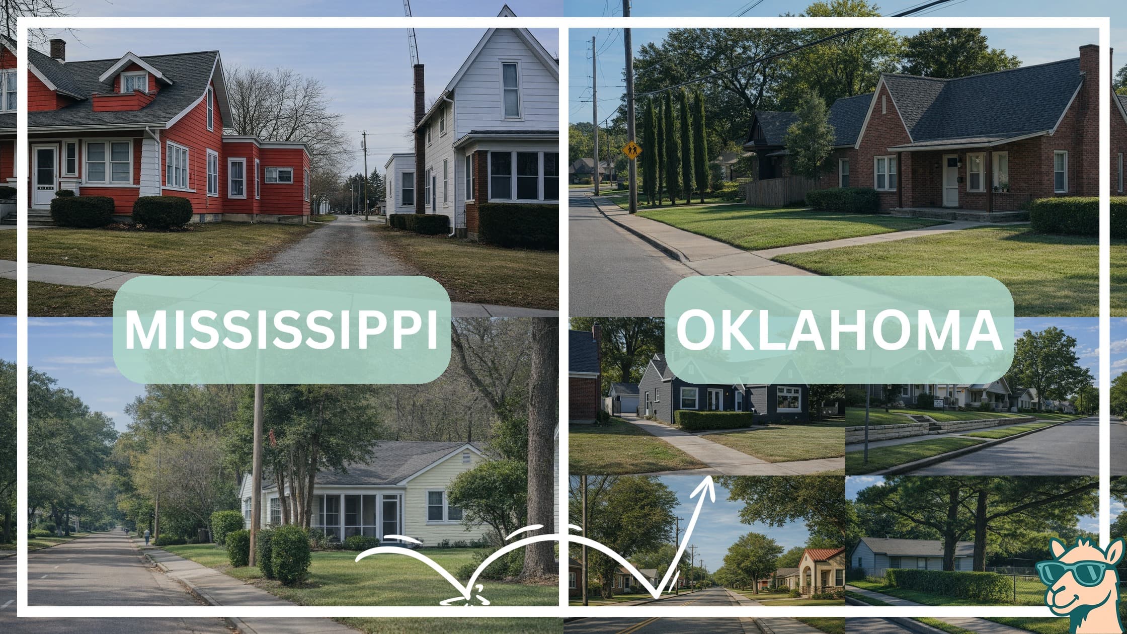 comparison of housing options and types between neighborhoods in Mississippi and Oklahoma