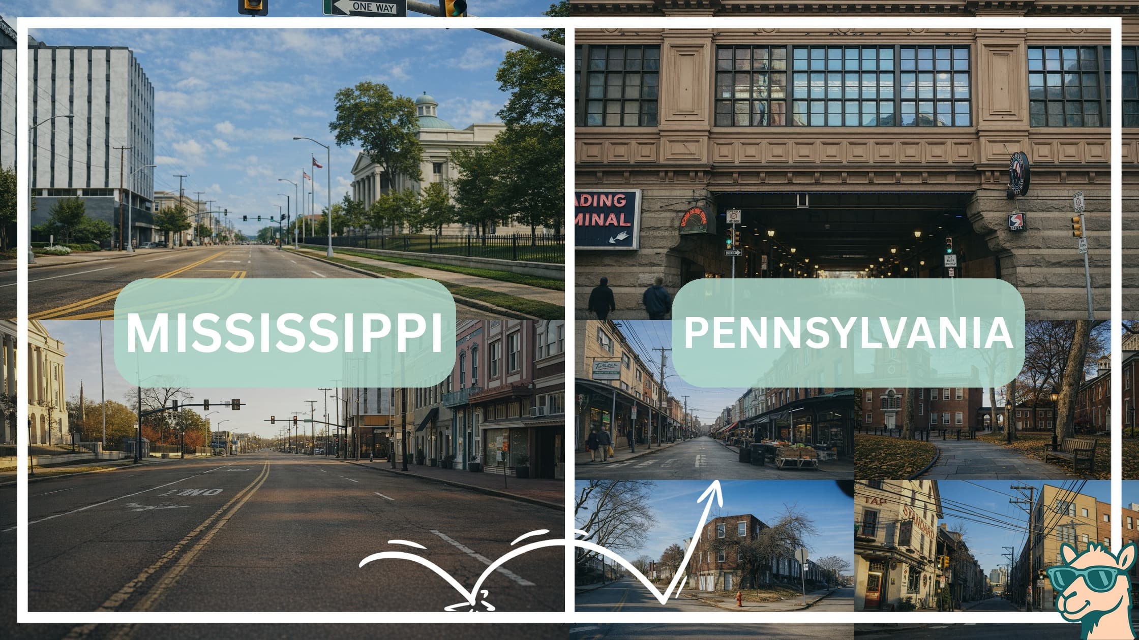 comparison of hotspots between neighborhoods in Mississippi and Pennsylvania