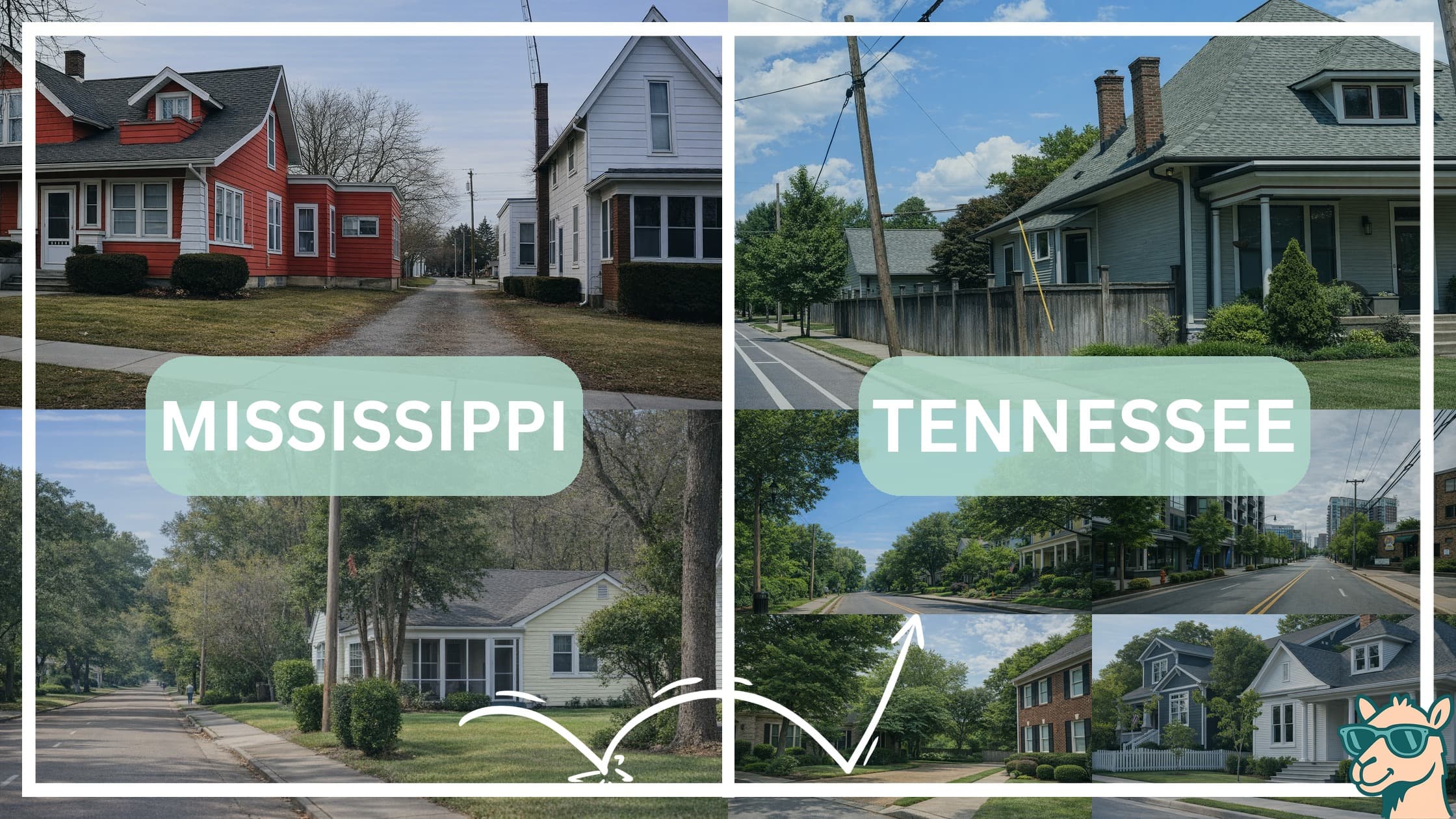 comparison of housing options and types between neighborhoods in Mississippi and Tennessee