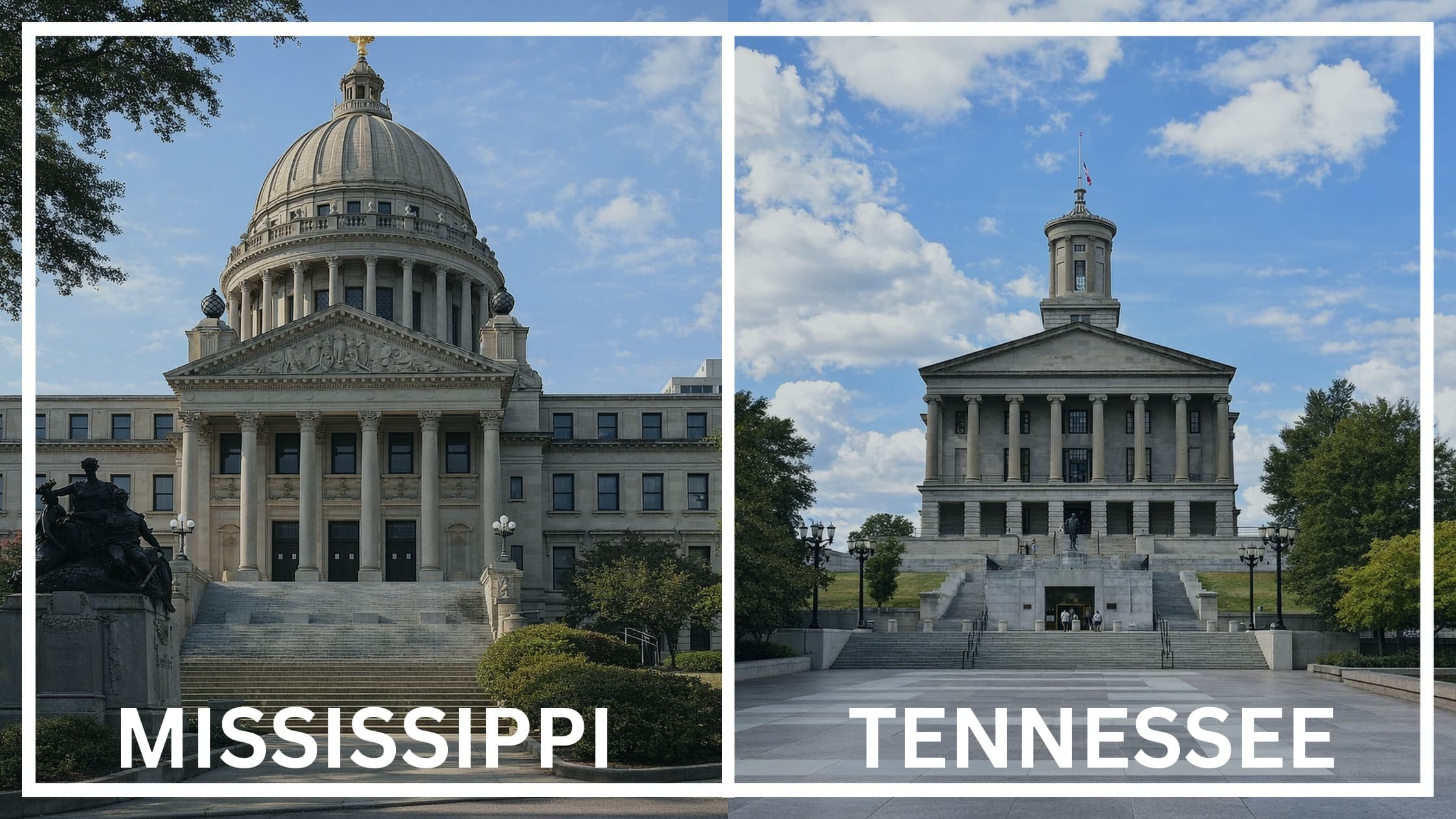 Comparing the state capitol buildings between Mississippi and Tennessee.