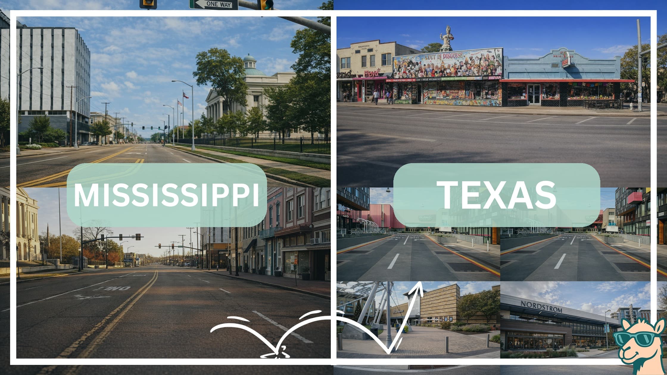 comparison of hotspots between neighborhoods in Mississippi and Texas