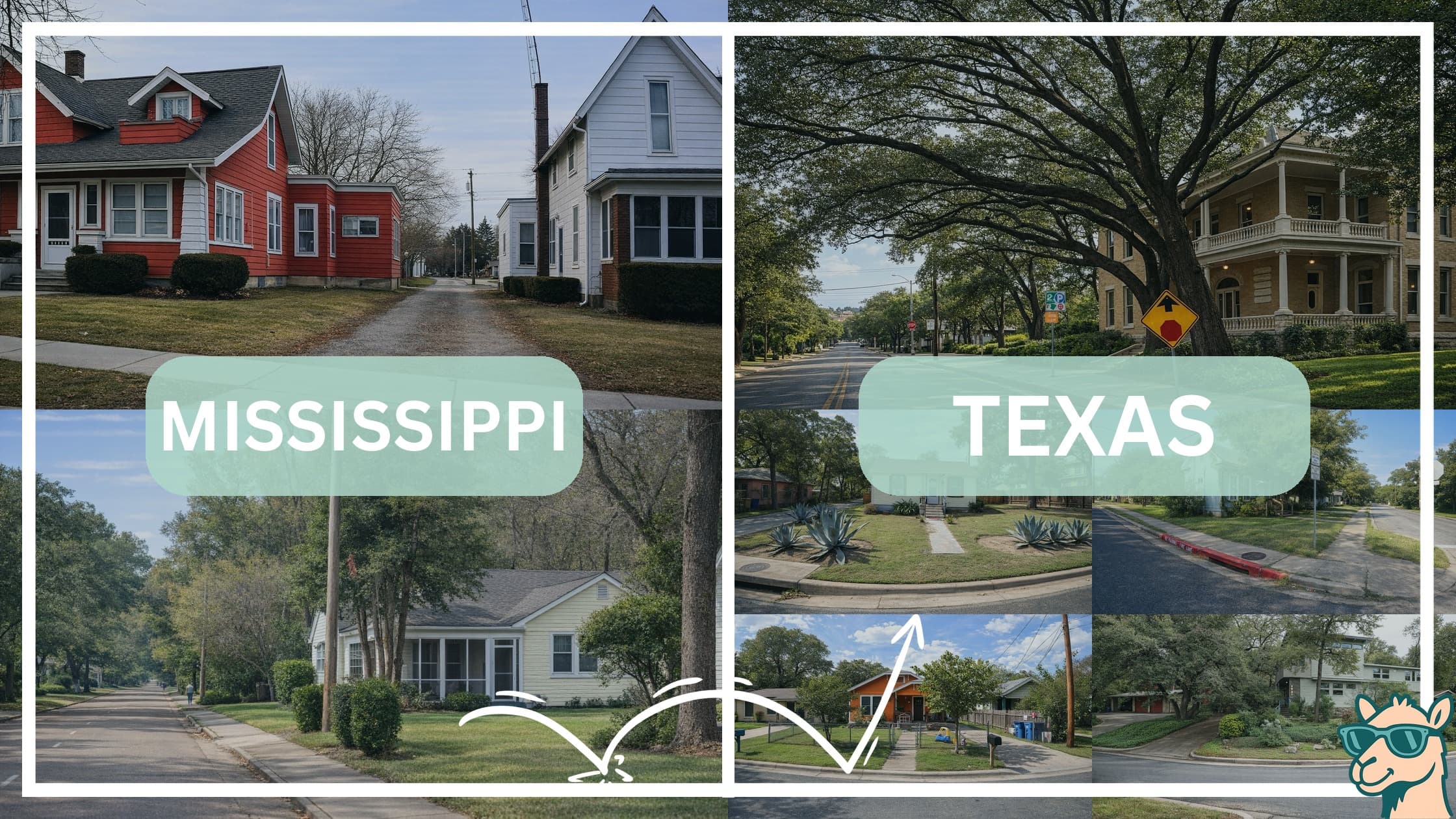 comparison of housing options and types between neighborhoods in Mississippi and Texas