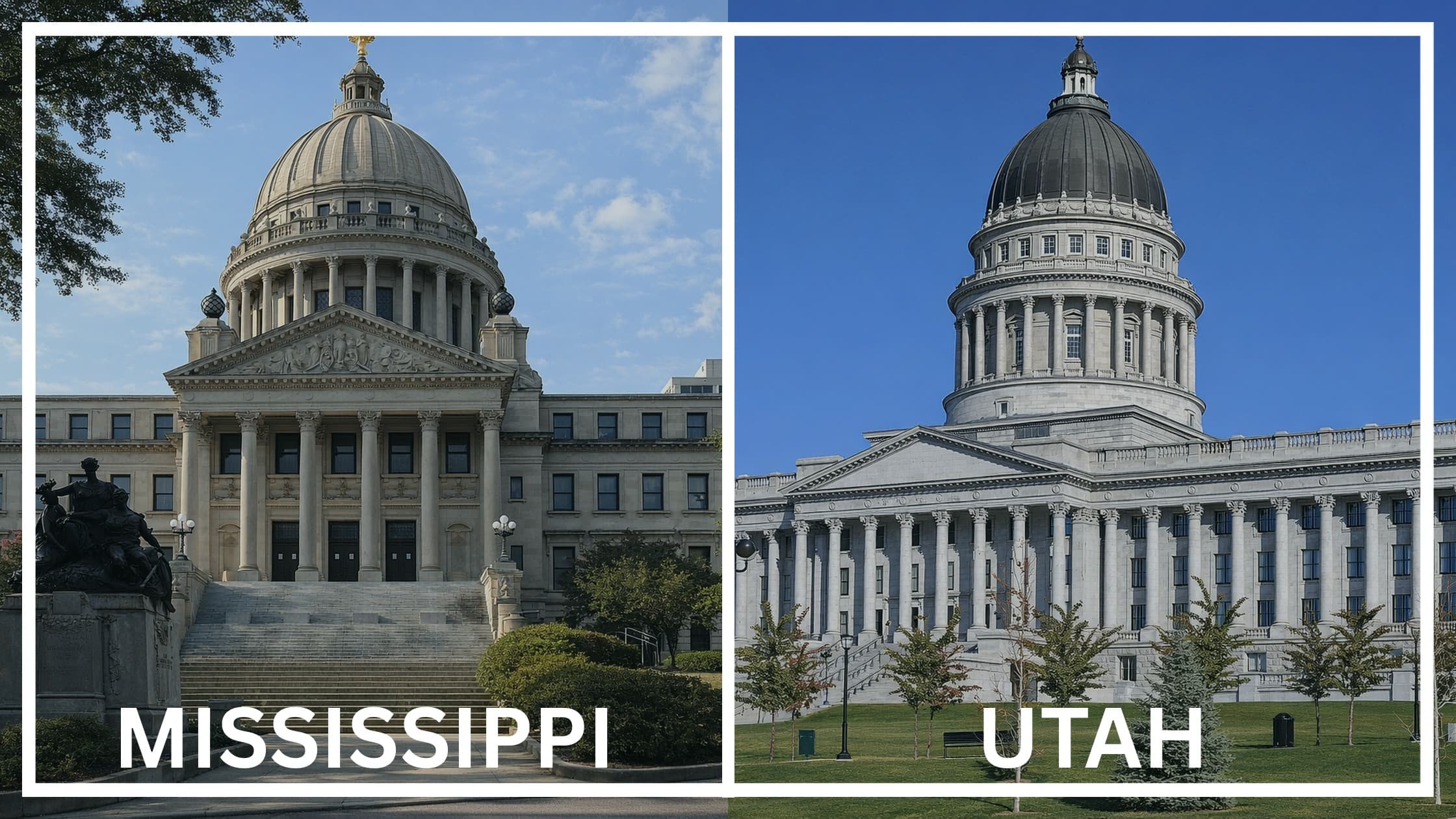 Comparing the state capitol buildings between Mississippi and Utah.