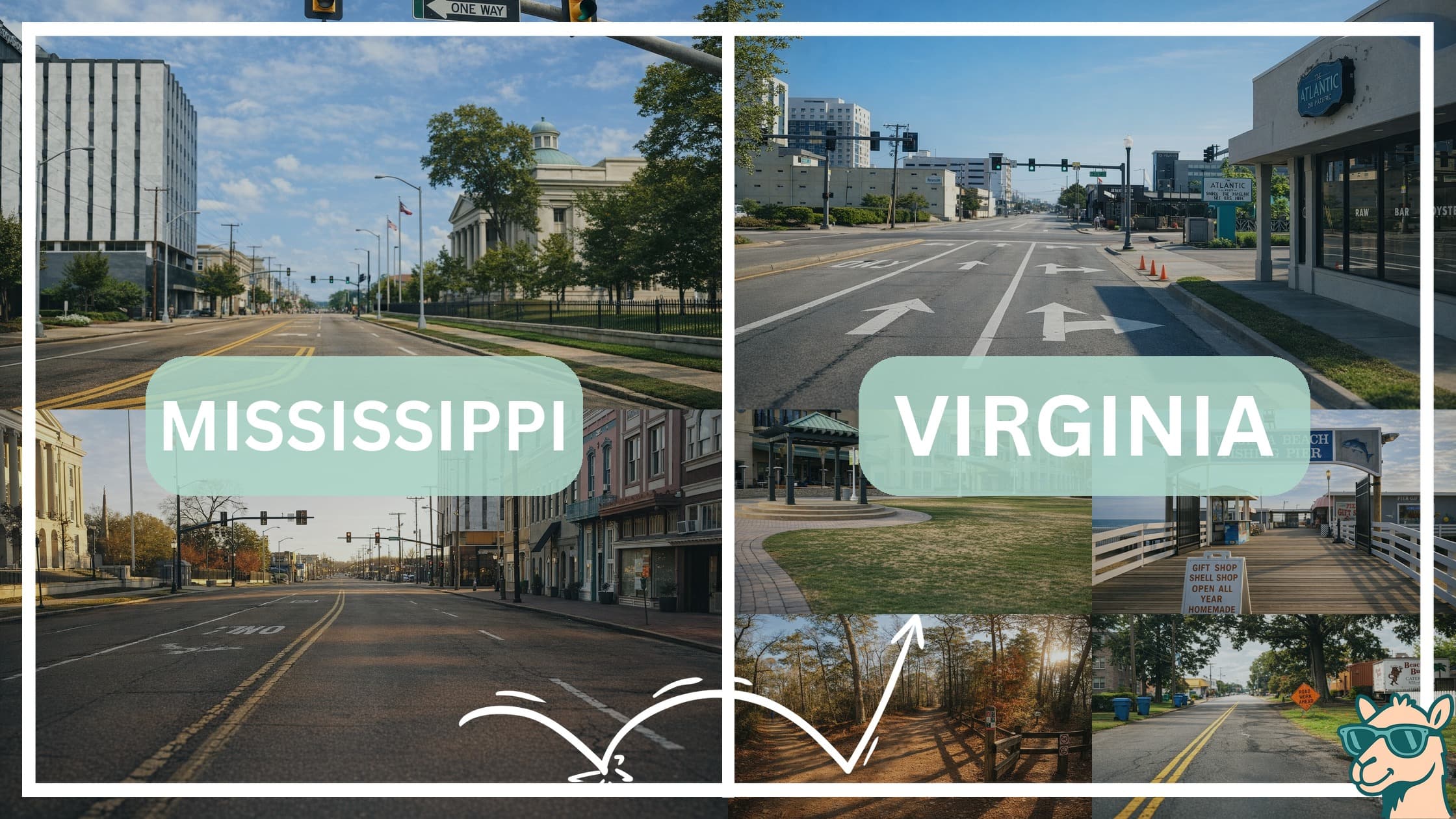 comparison of hotspots between neighborhoods in Mississippi and Virginia