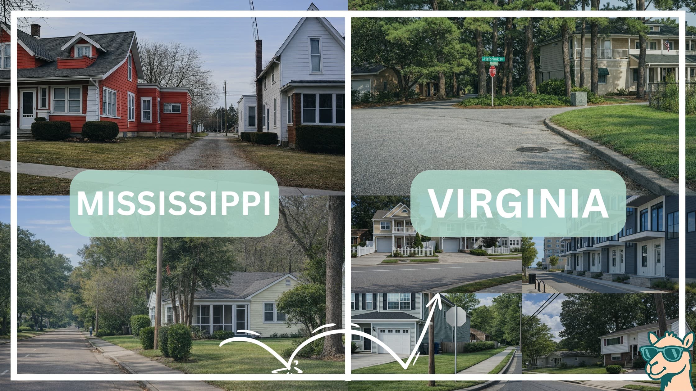 comparison of housing options and types between neighborhoods in Mississippi and Virginia