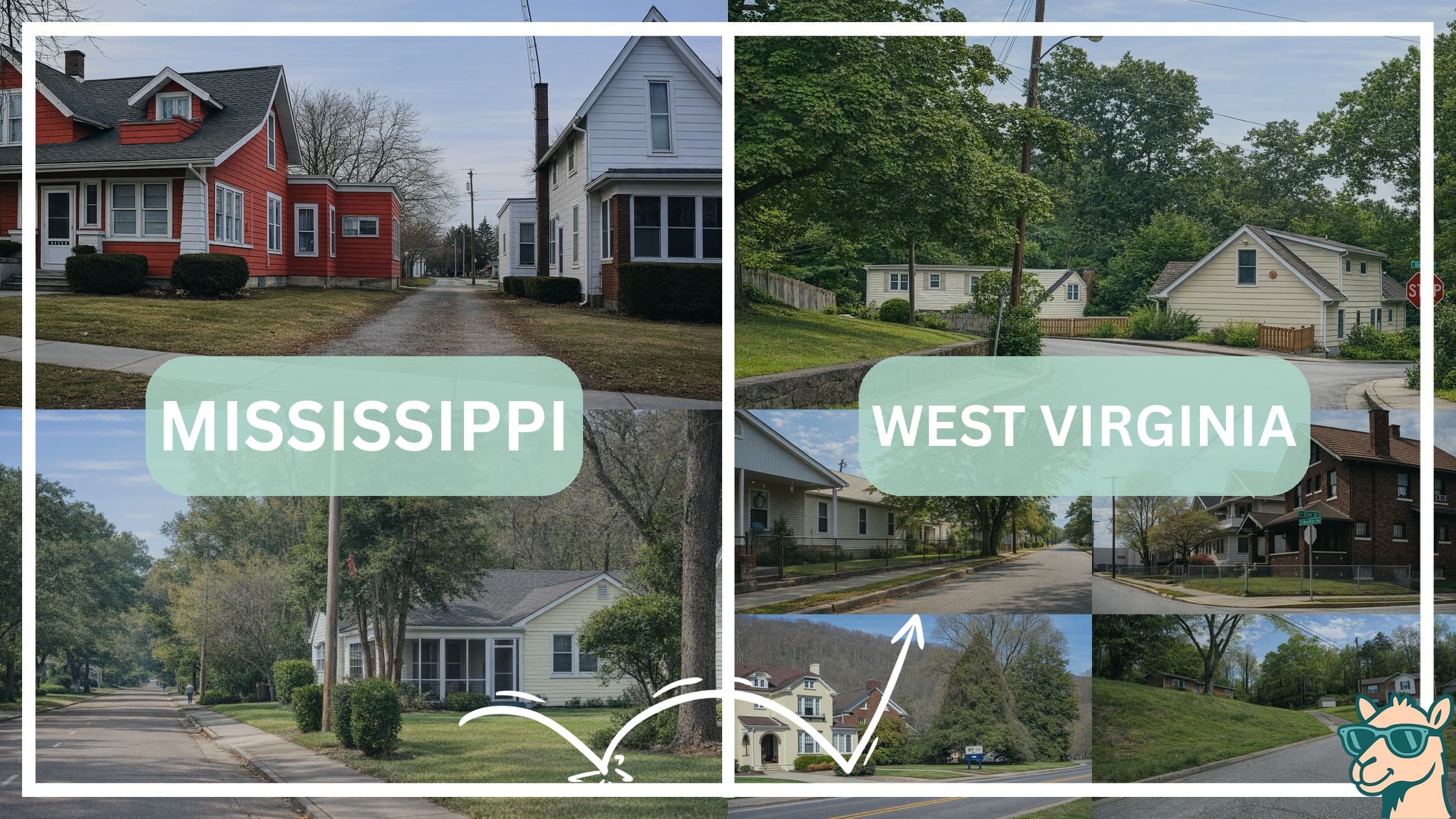 comparison of housing options and types between neighborhoods in Mississippi and West Virginia
