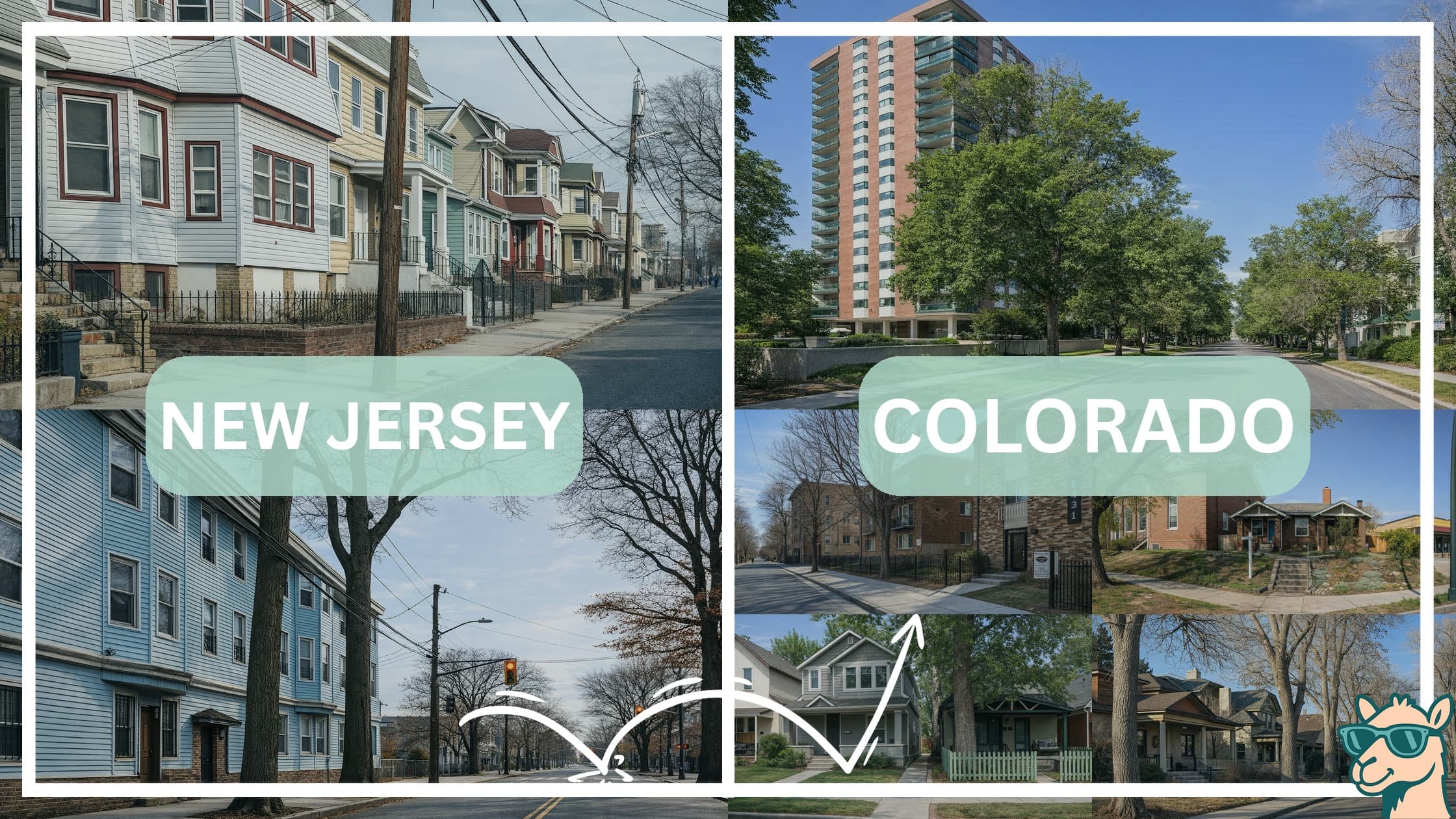 comparison of housing options and types between neighborhoods in New Jersey and Colorado