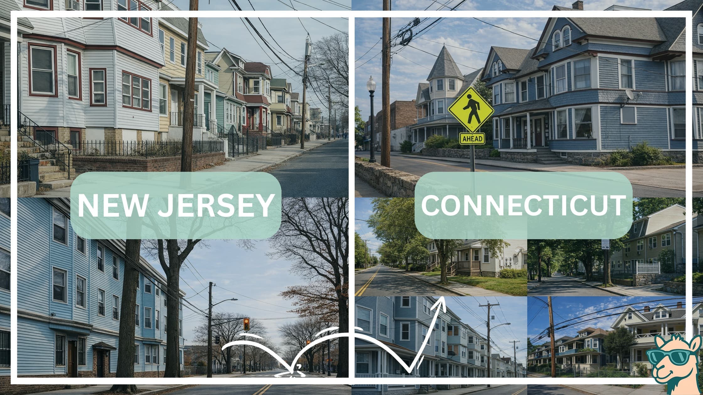 comparison of housing options and types between neighborhoods in New Jersey and Connecticut