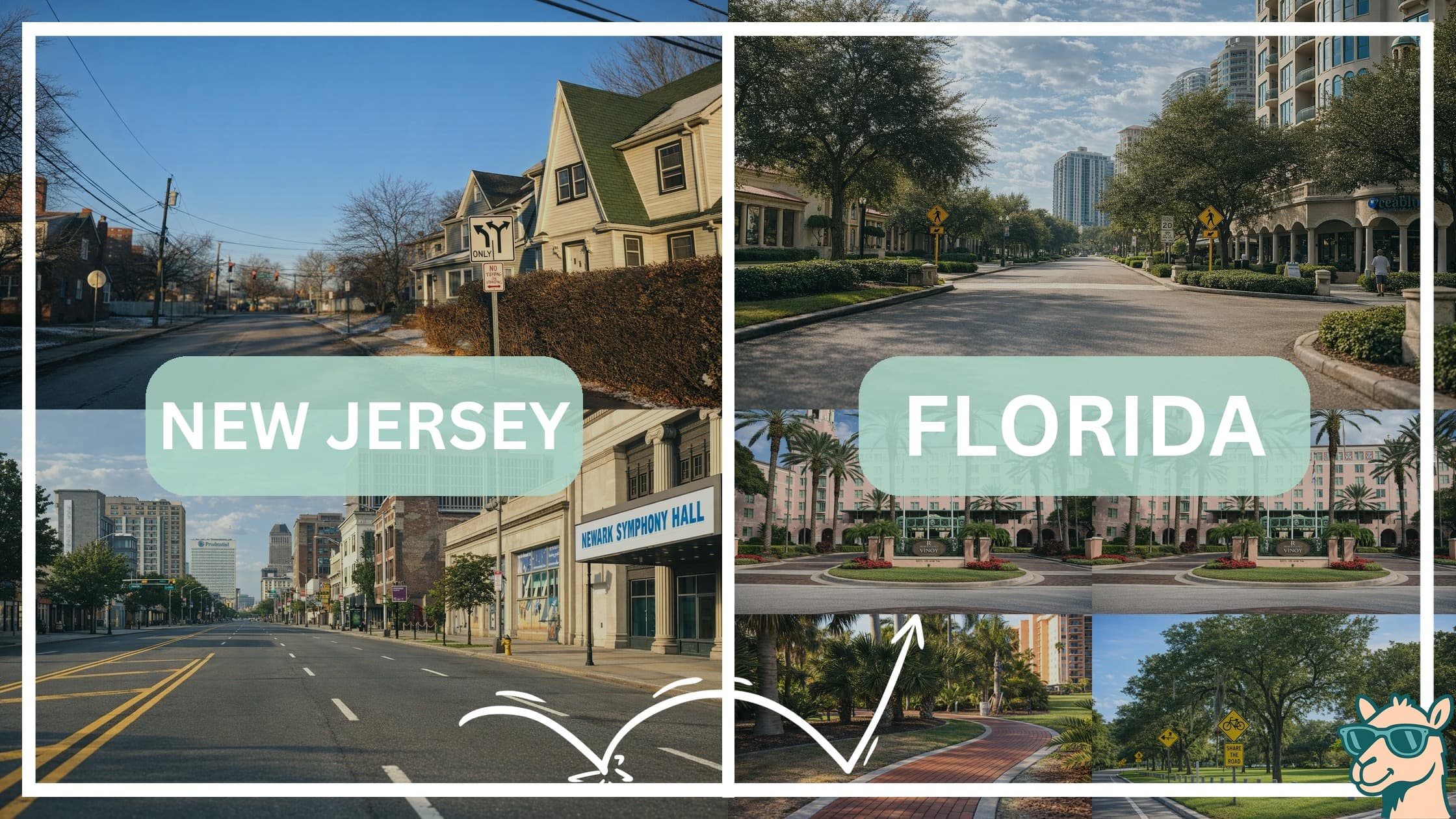 comparison of hotspots between neighborhoods in New Jersey and Florida