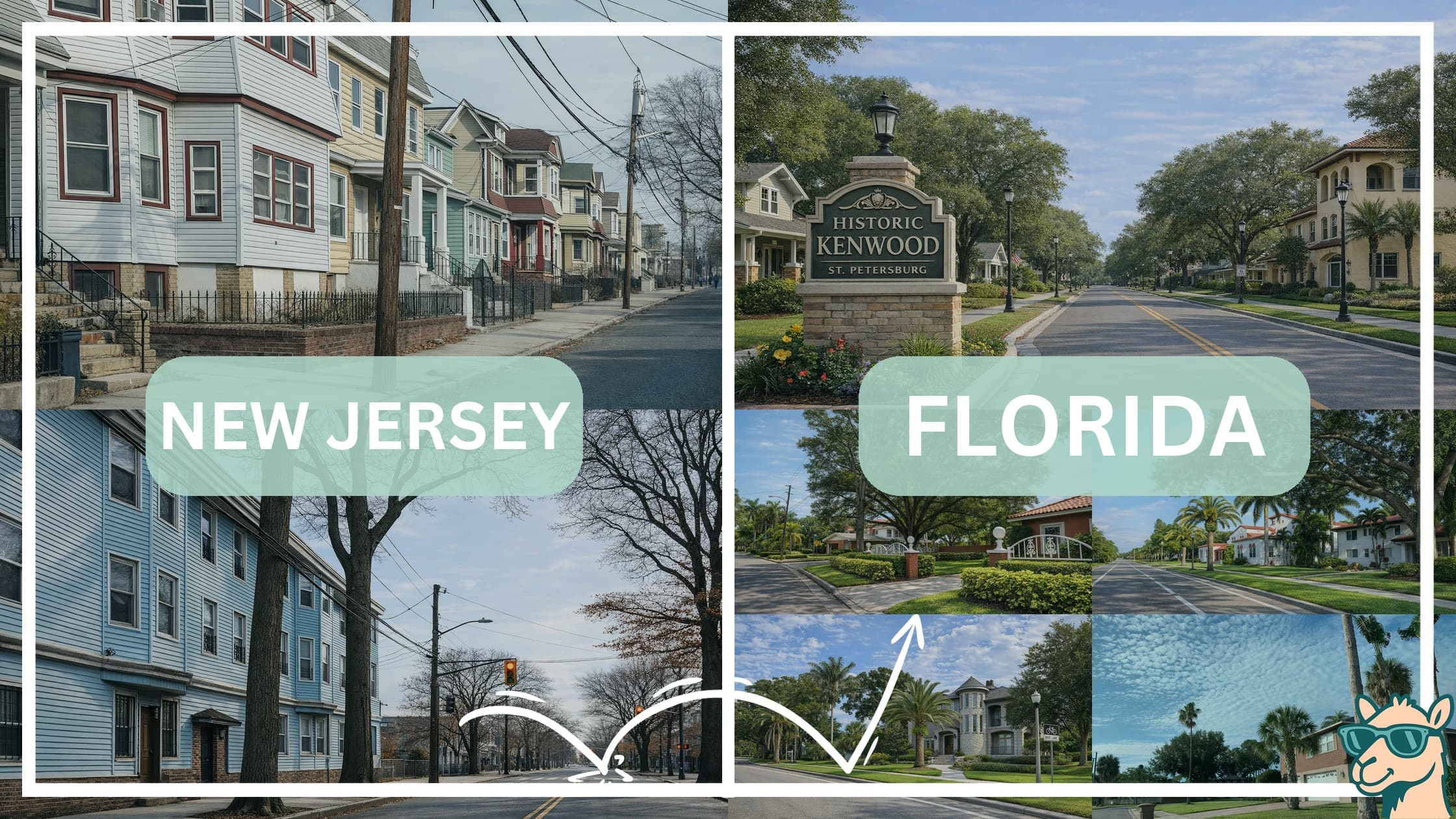 comparison of housing options and types between neighborhoods in New Jersey and Florida