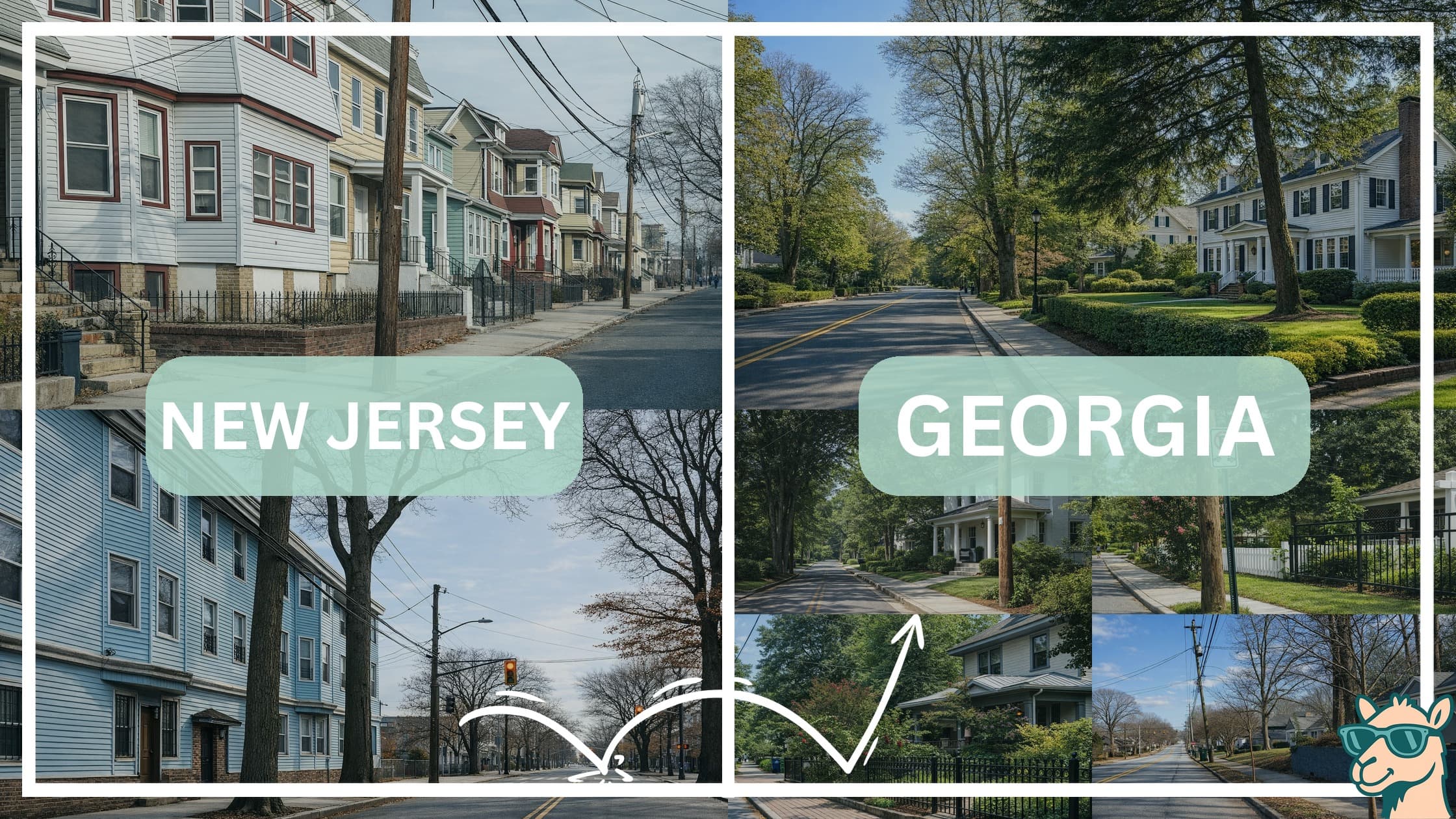 comparison of housing options and types between neighborhoods in New Jersey and Georgia