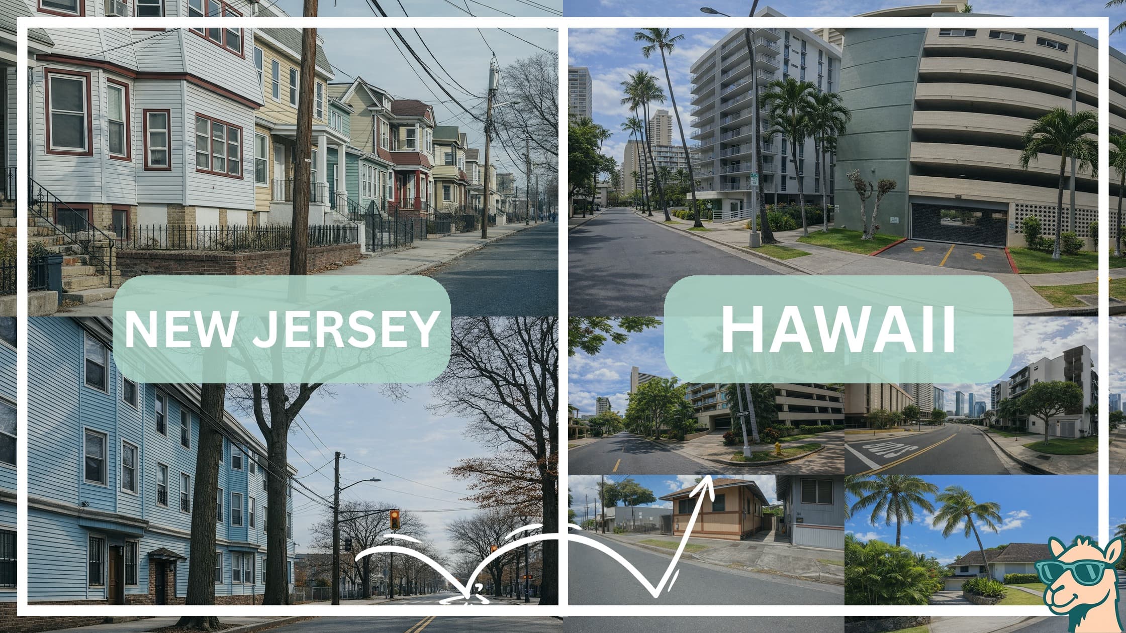 comparison of housing options and types between neighborhoods in New Jersey and Hawaii