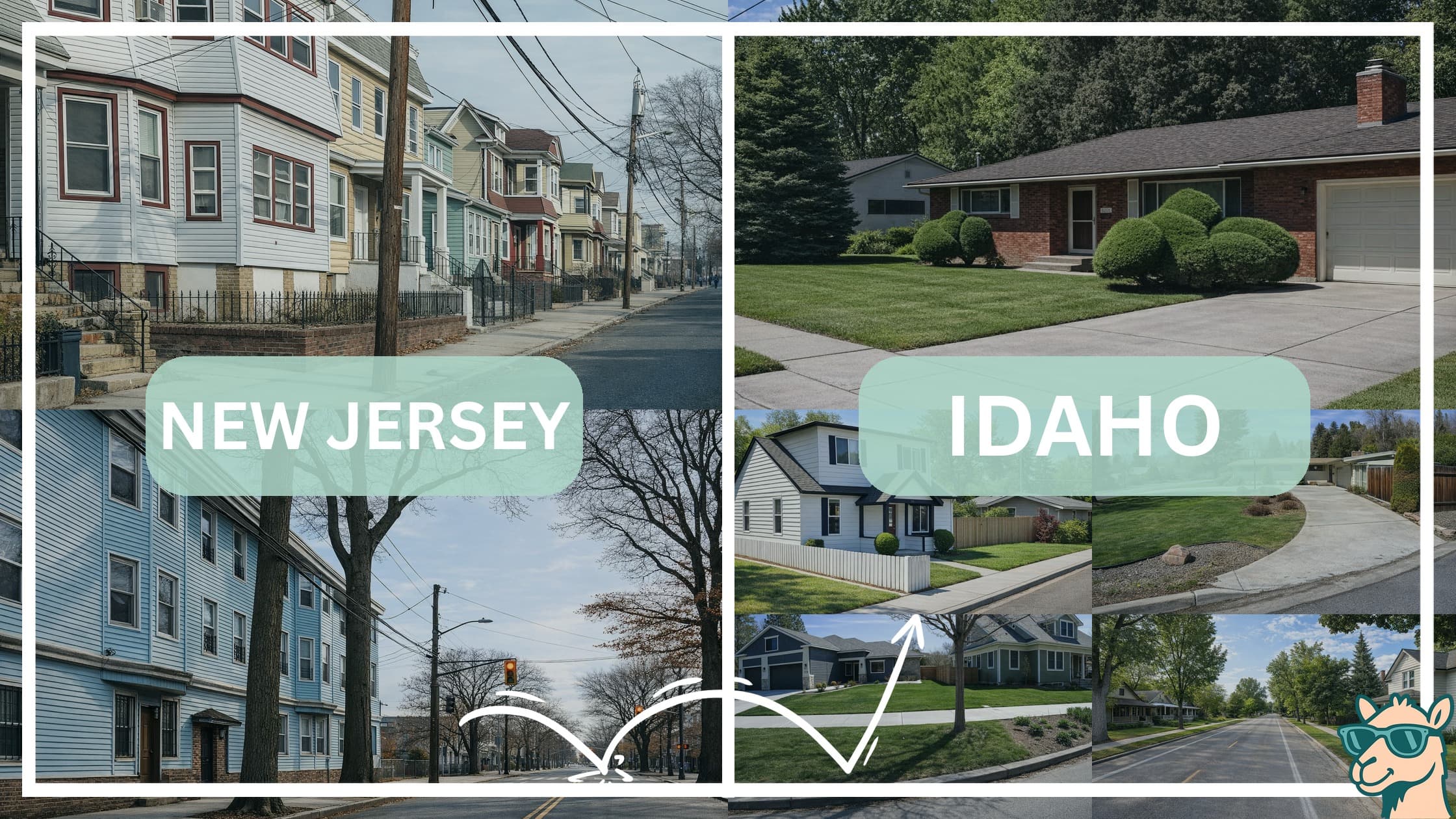 comparison of housing options and types between neighborhoods in New Jersey and Idaho