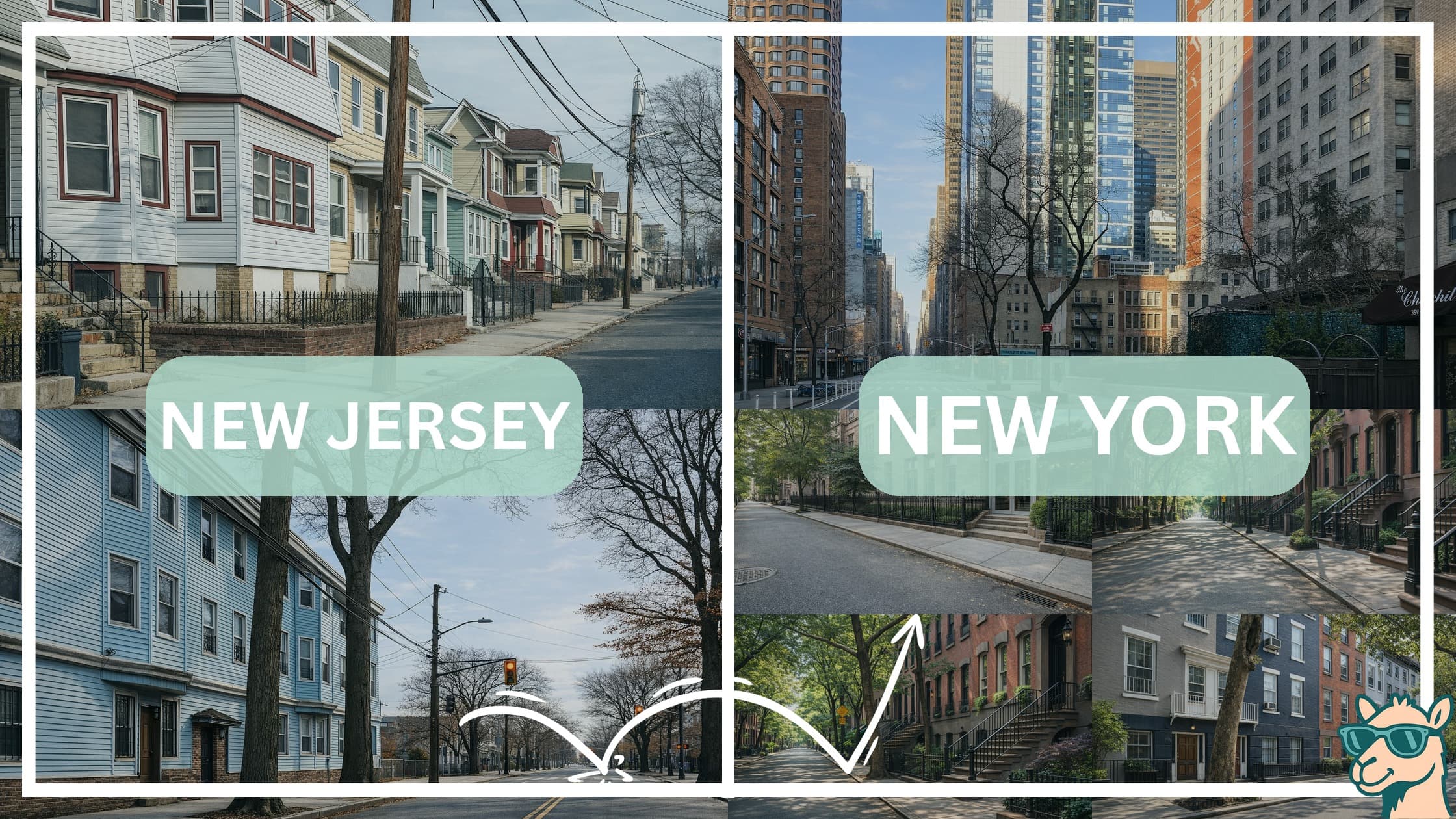 comparison of housing options and types between neighborhoods in New Jersey and New York