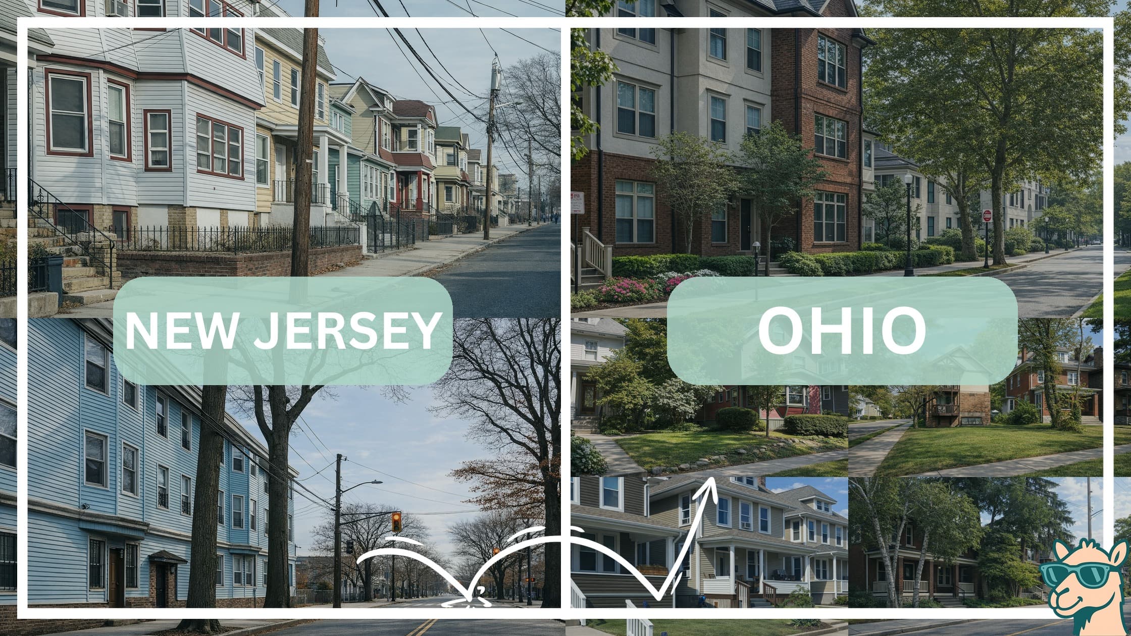 comparison of housing options and types between neighborhoods in New Jersey and Ohio
