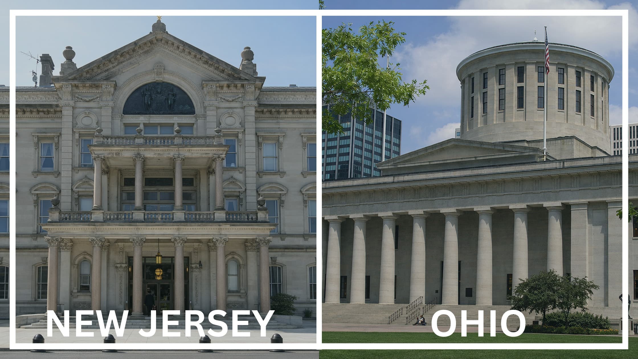 Comparing the state capitol buildings between New Jersey and Ohio.