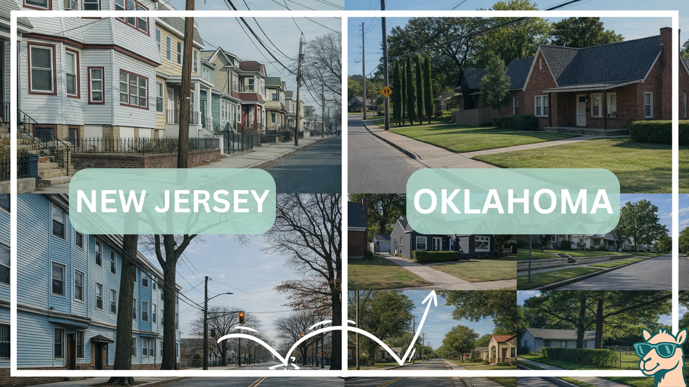 comparison of housing options and types between neighborhoods in New Jersey and Oklahoma