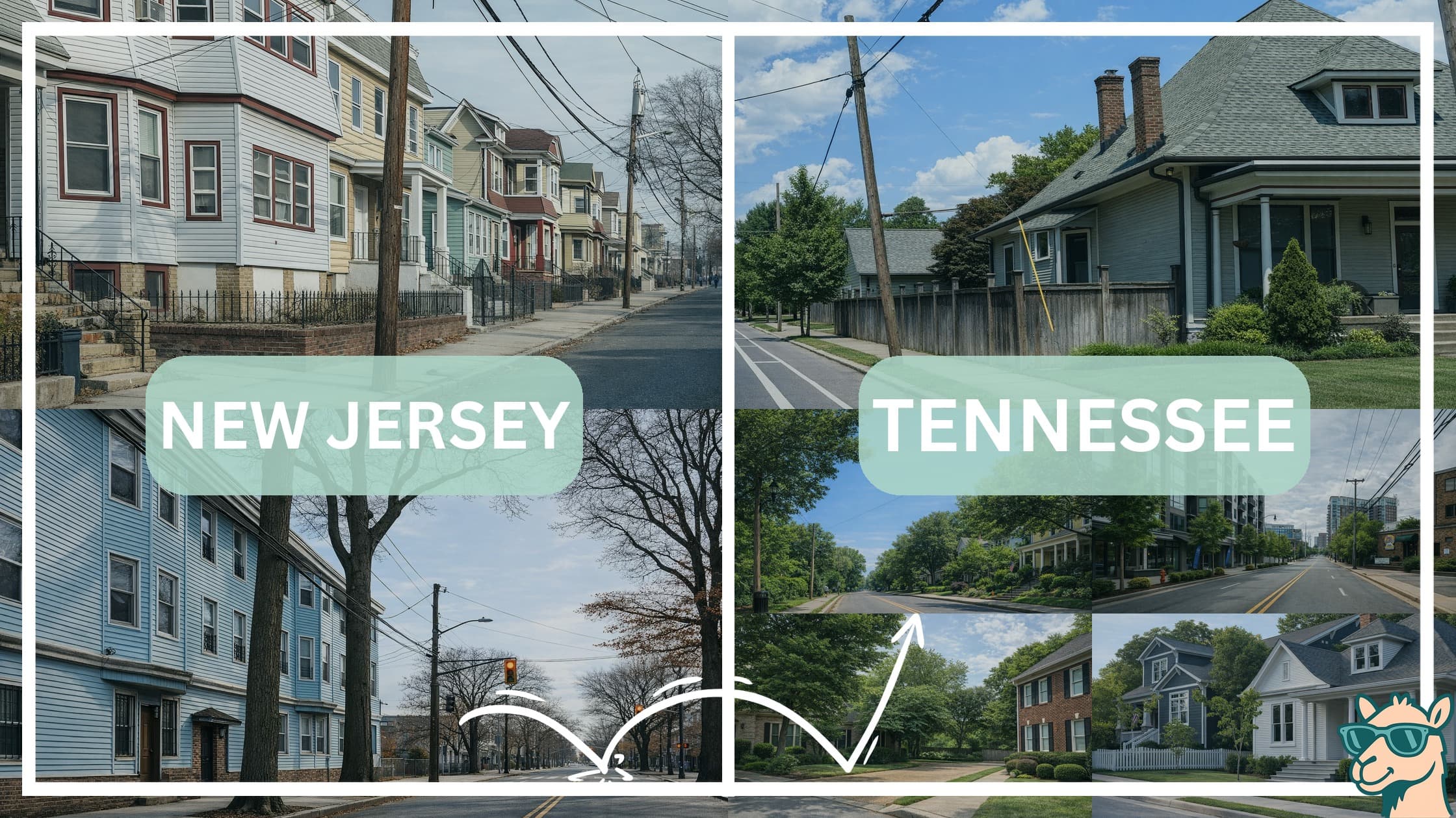 comparison of housing options and types between neighborhoods in New Jersey and Tennessee