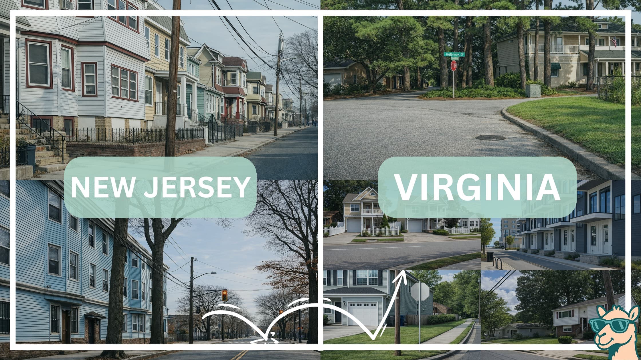 comparison of housing options and types between neighborhoods in New Jersey and Virginia