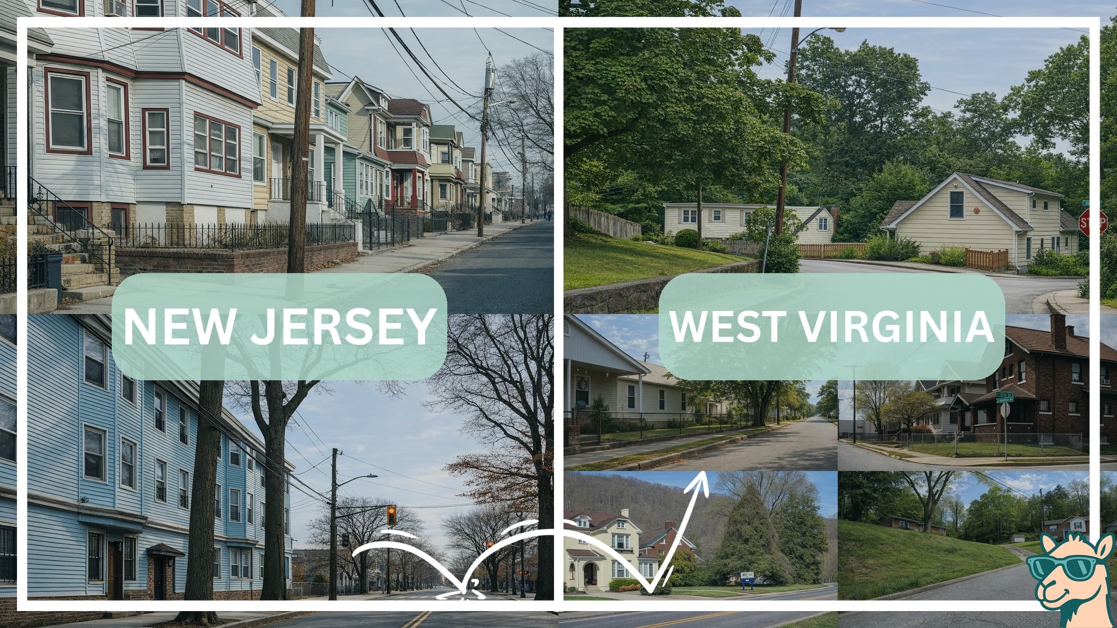 comparison of housing options and types between neighborhoods in New Jersey and West Virginia