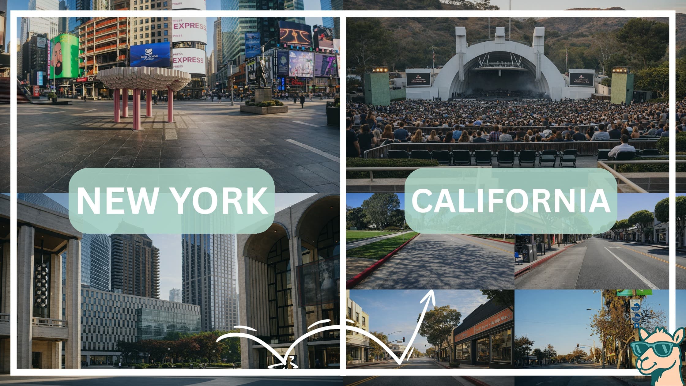 comparison of hotspots between neighborhoods in New York and California