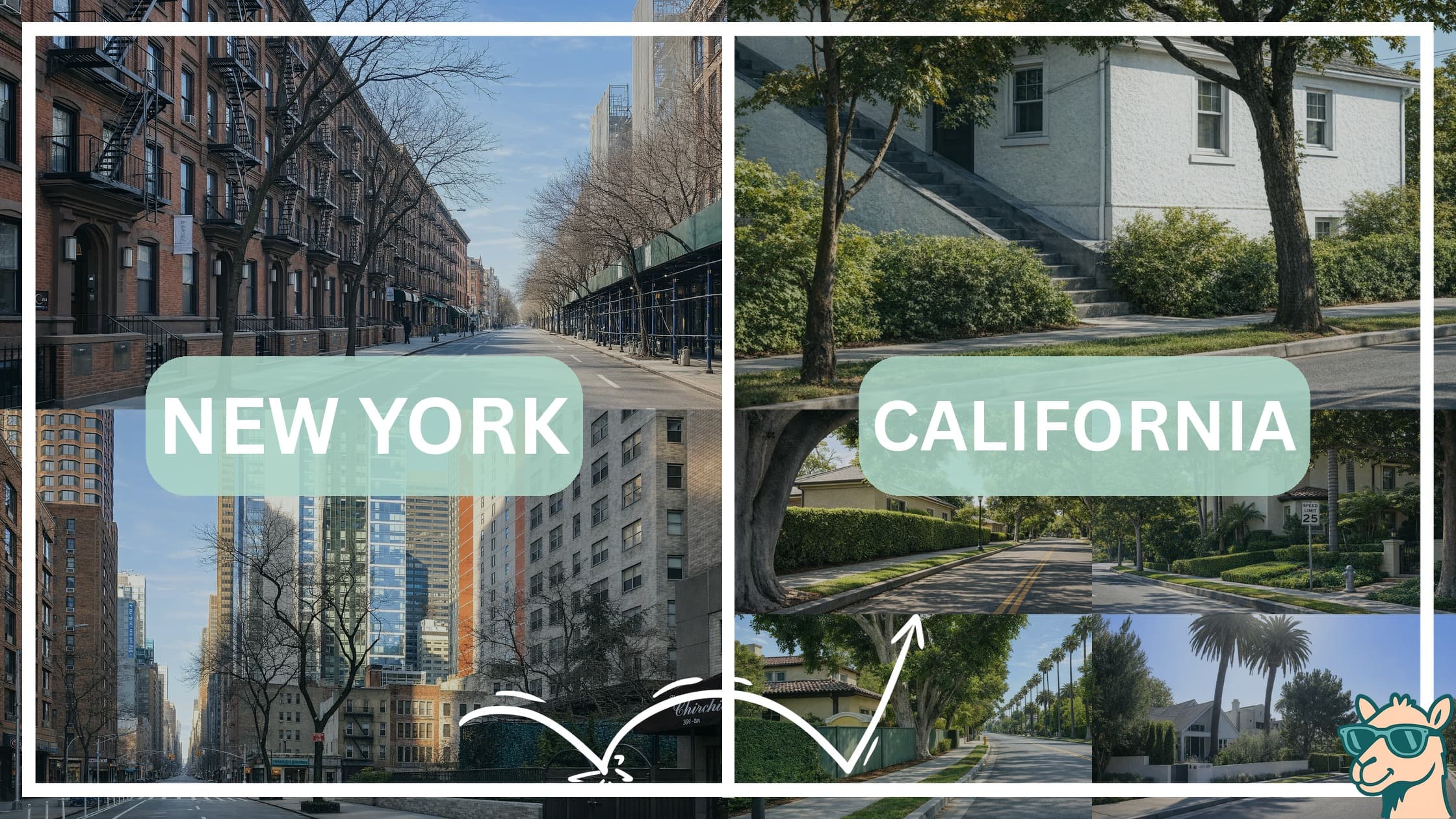 comparison of housing options and types between neighborhoods in New York and California