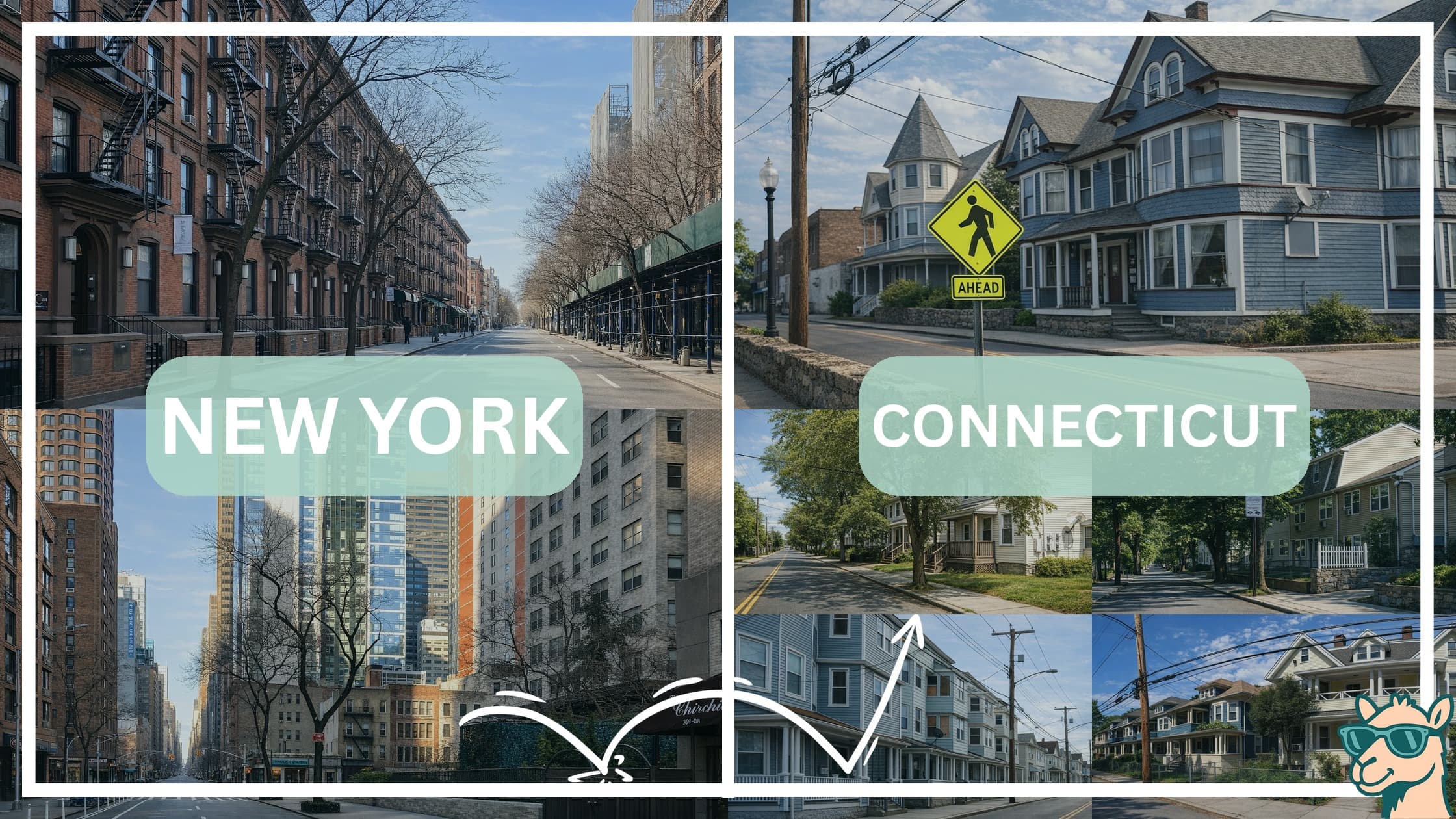 comparison of housing options and types between neighborhoods in New York and Connecticut