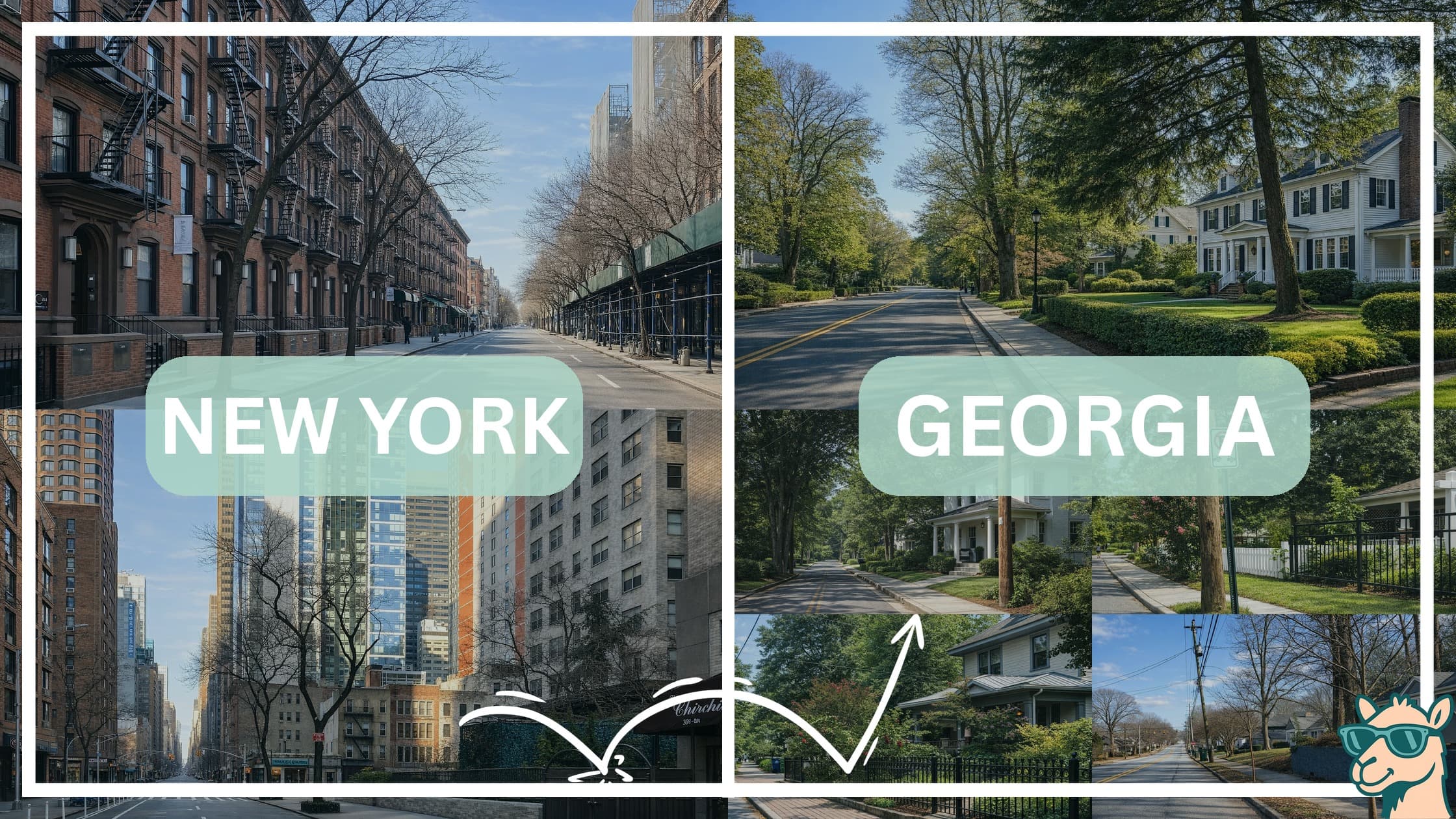 comparison of housing options and types between neighborhoods in New York and Georgia