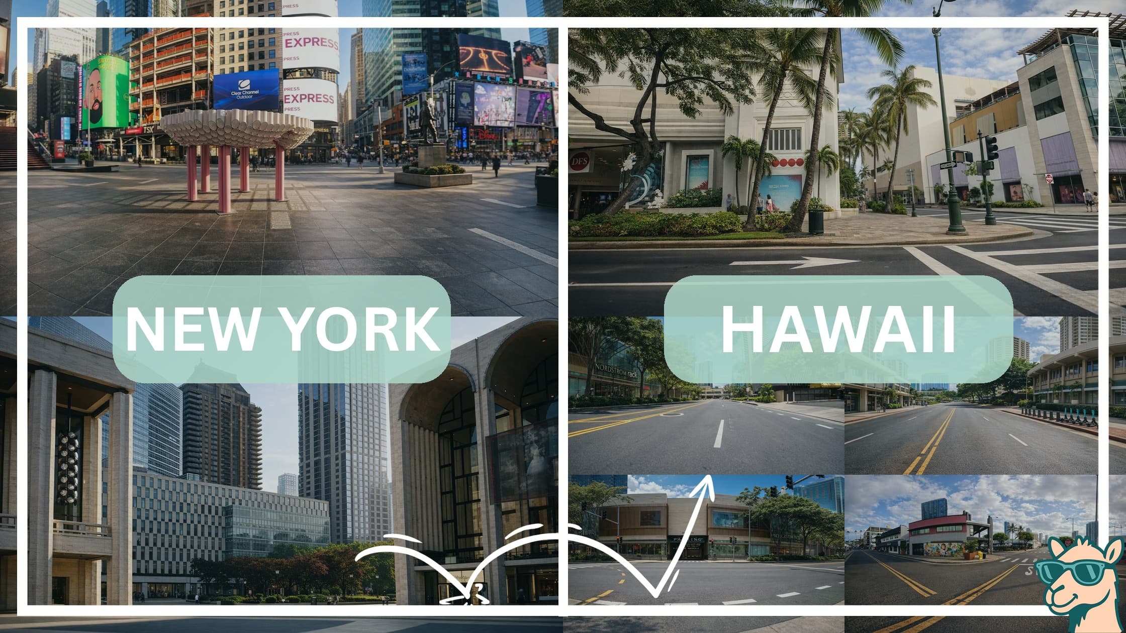 comparison of hotspots between neighborhoods in New York and Hawaii