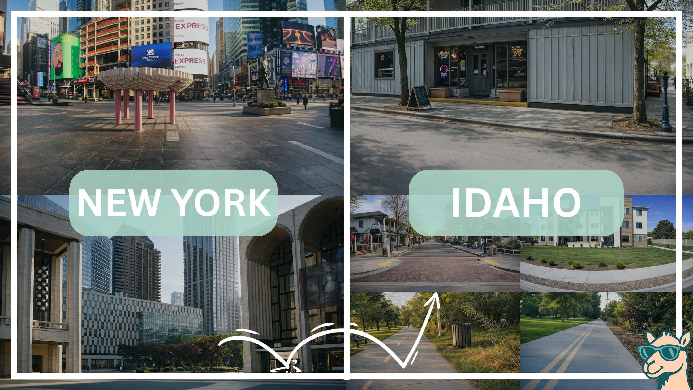 comparison of hotspots between neighborhoods in New York and Idaho