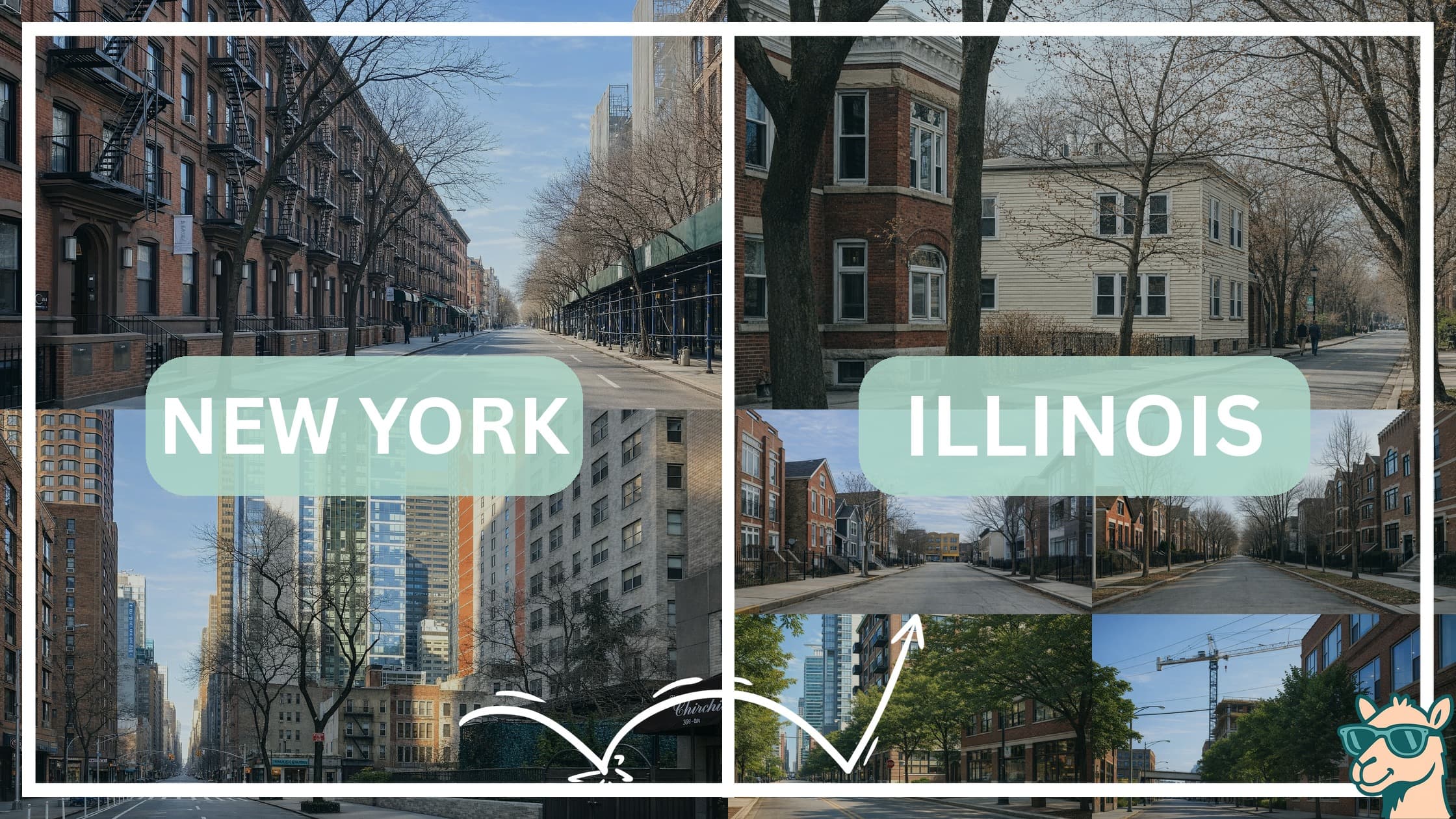 comparison of housing options and types between neighborhoods in New York and Illinois