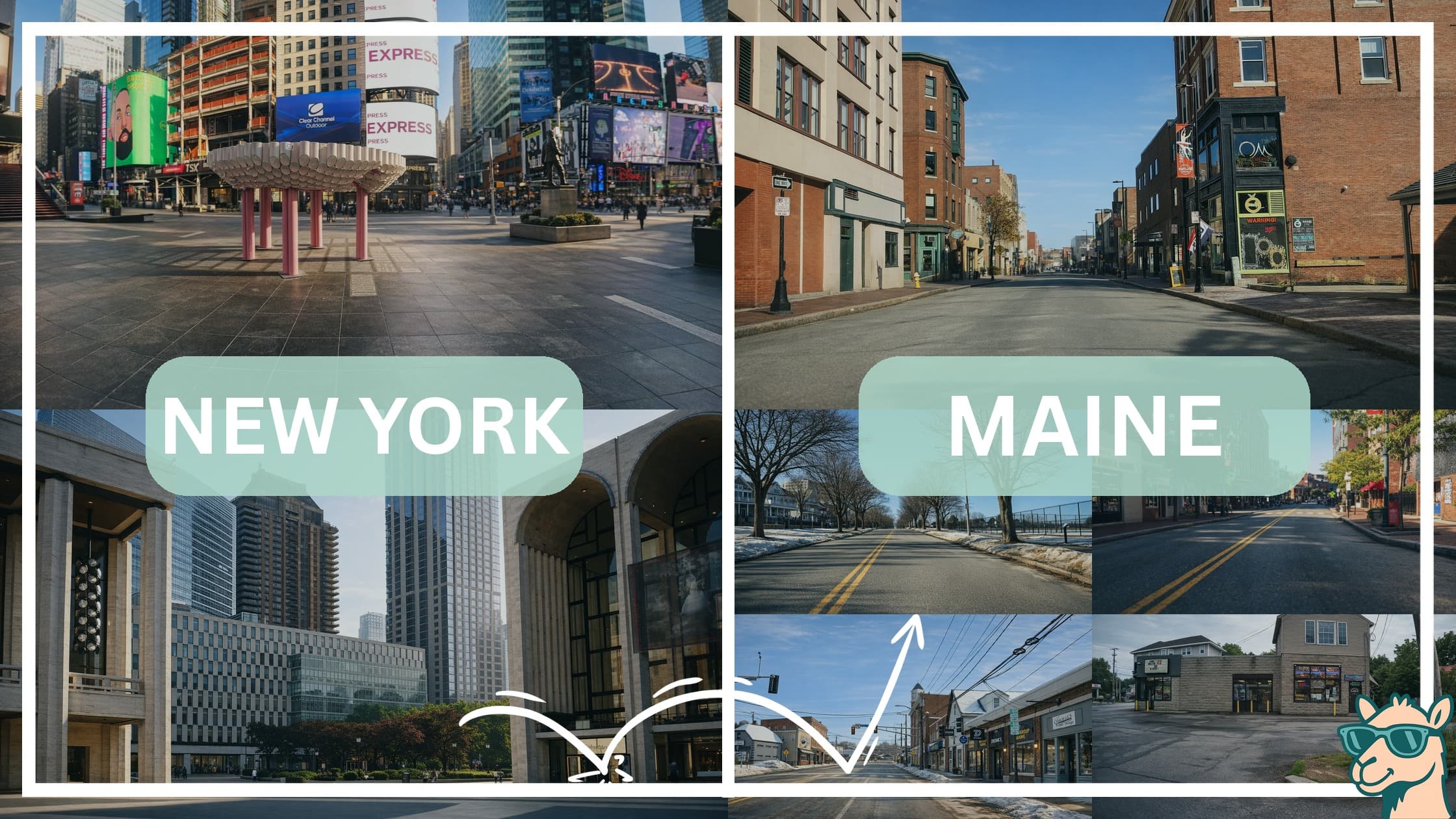 comparison of hotspots between neighborhoods in New York and Maine