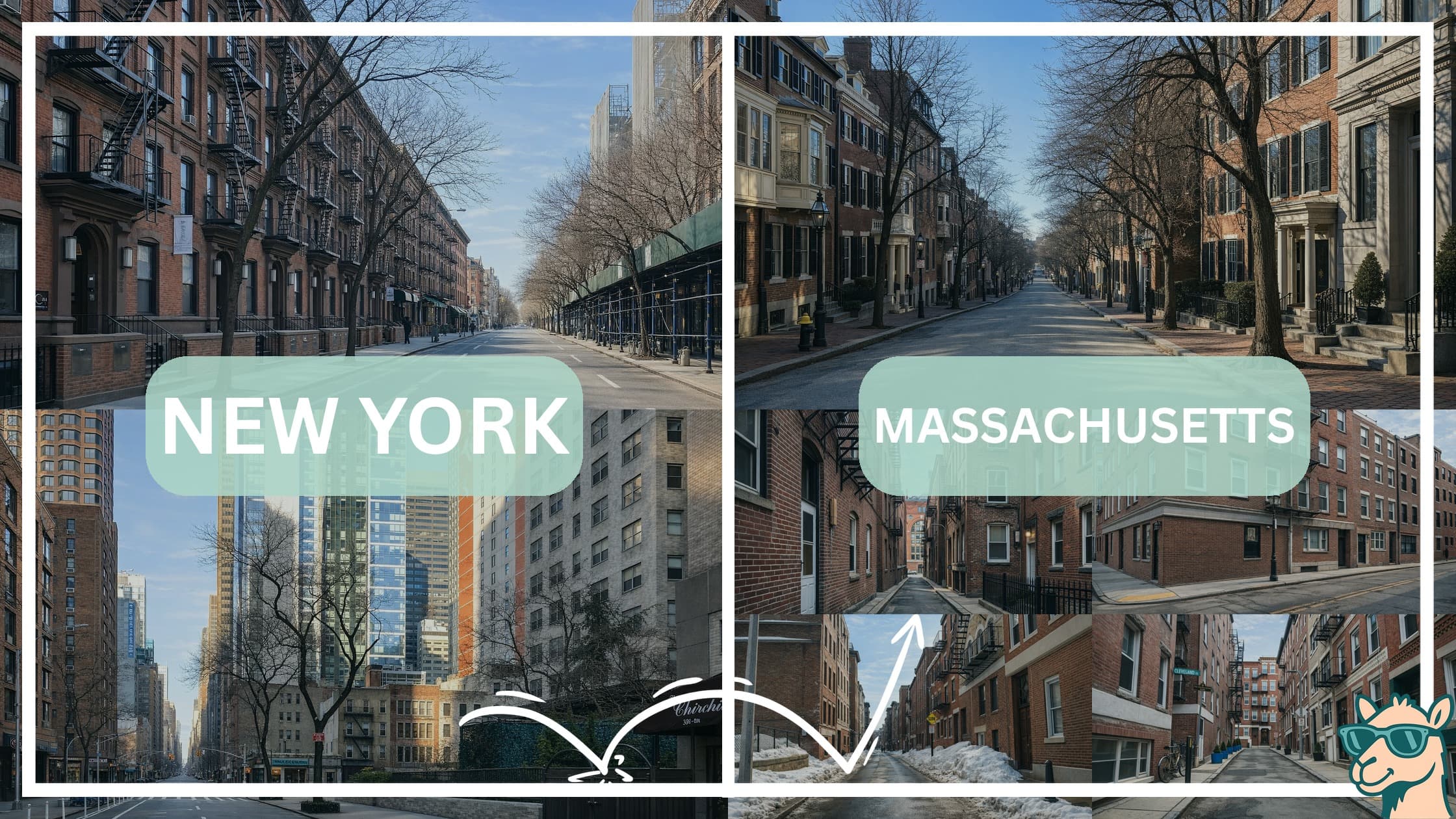 comparison of housing options and types between neighborhoods in New York and Massachusetts