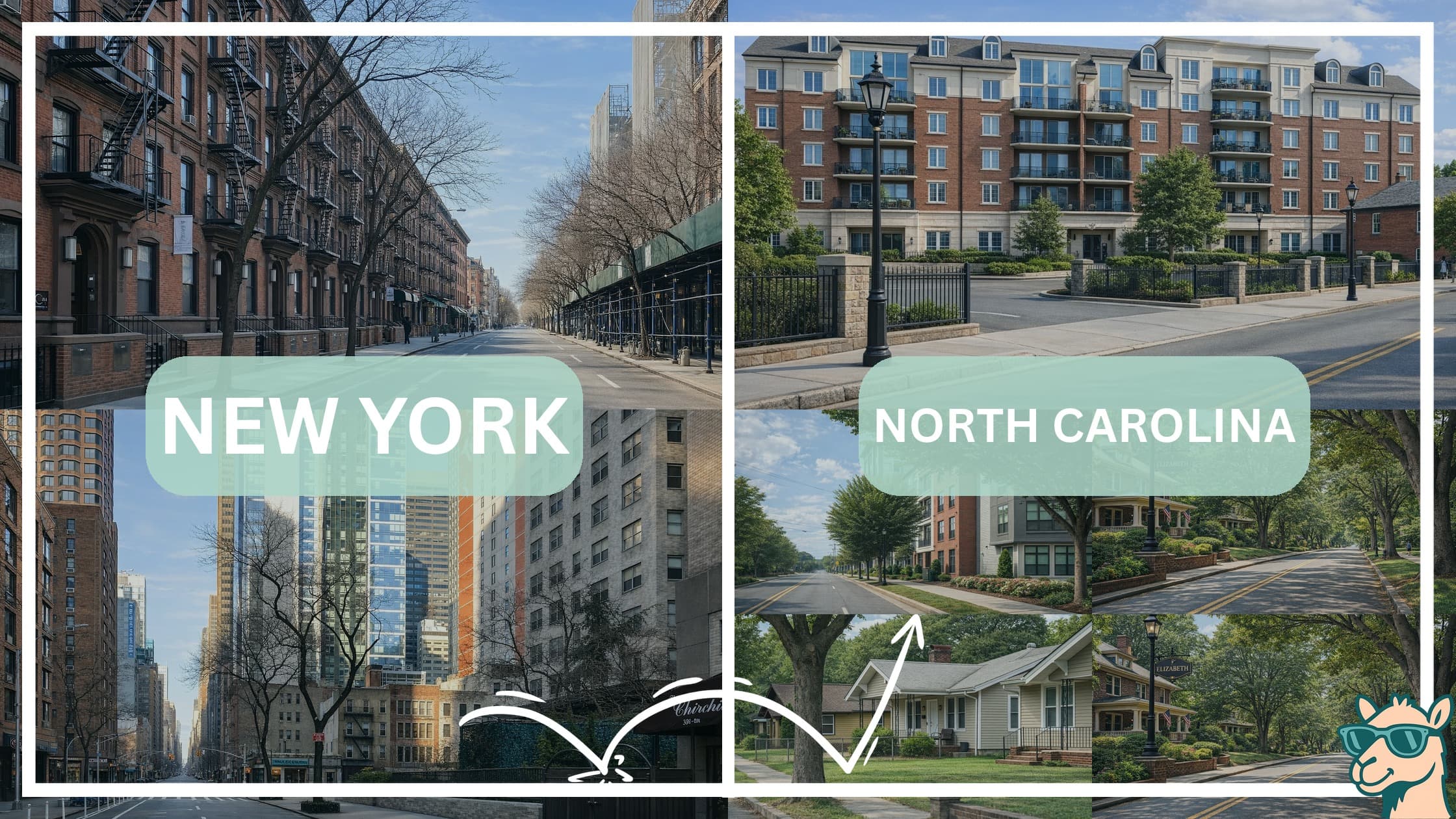 comparison of housing options and types between neighborhoods in New York and North Carolina