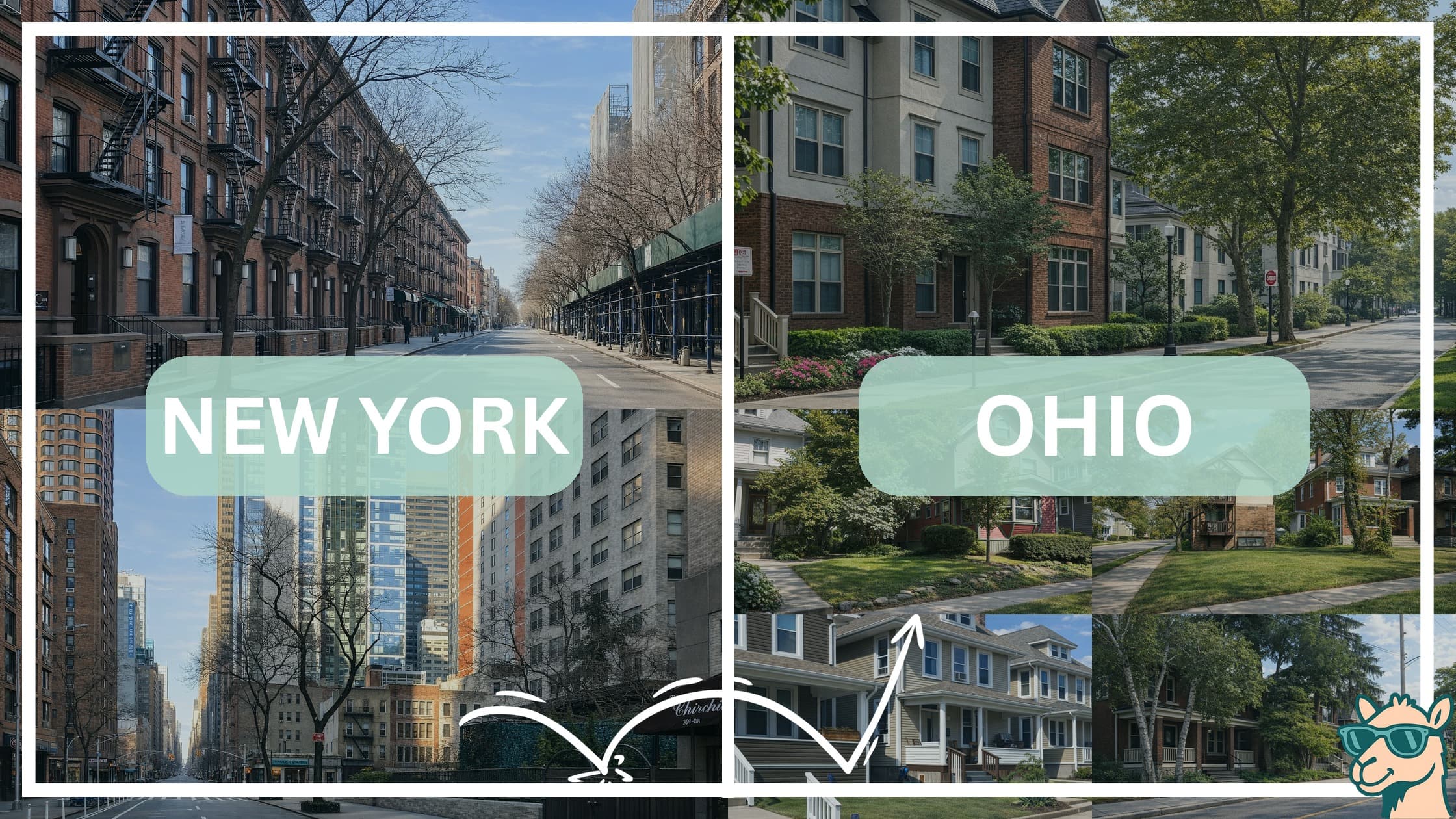 comparison of housing options and types between neighborhoods in New York and Ohio