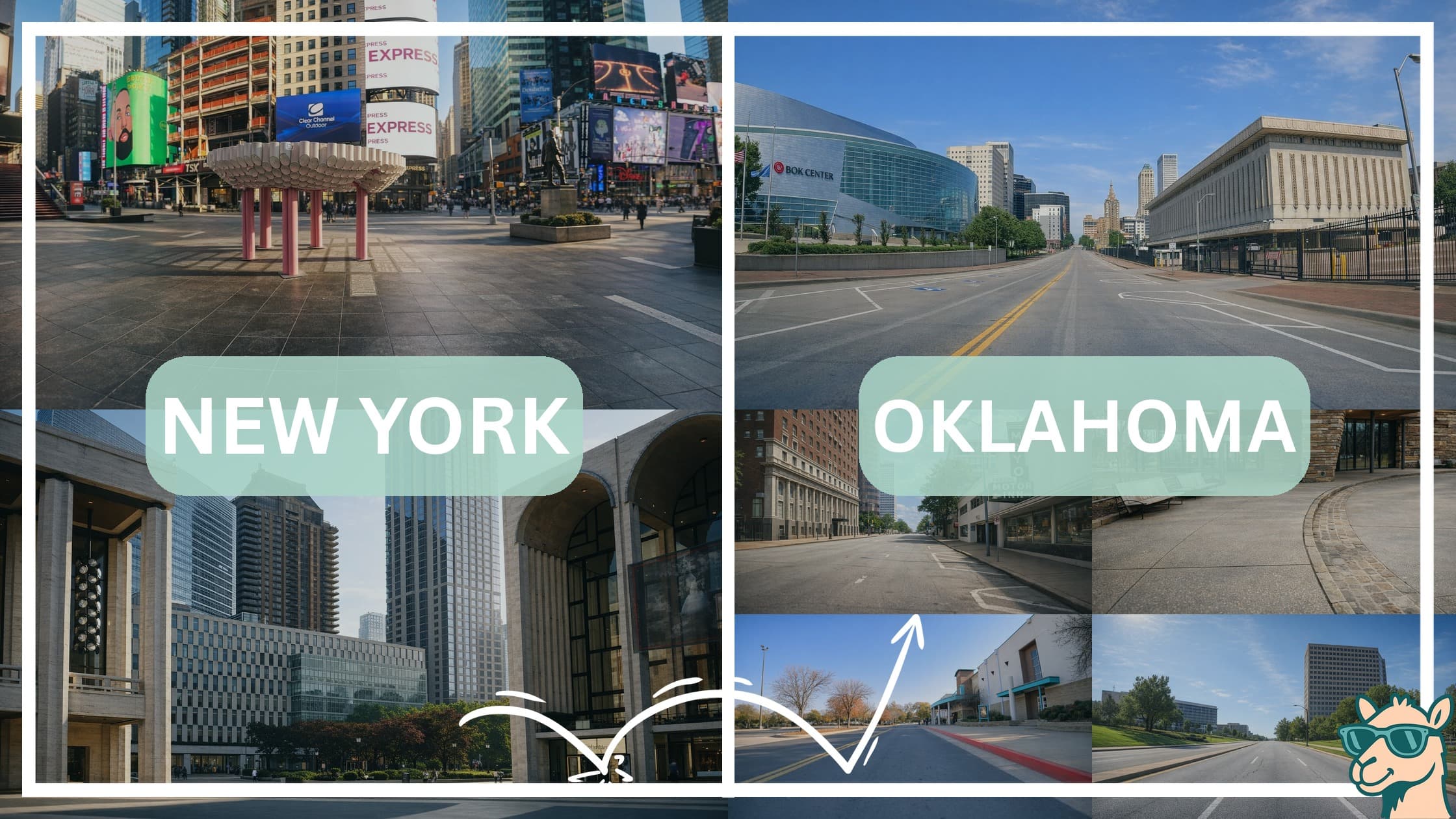 comparison of hotspots between neighborhoods in New York and Oklahoma