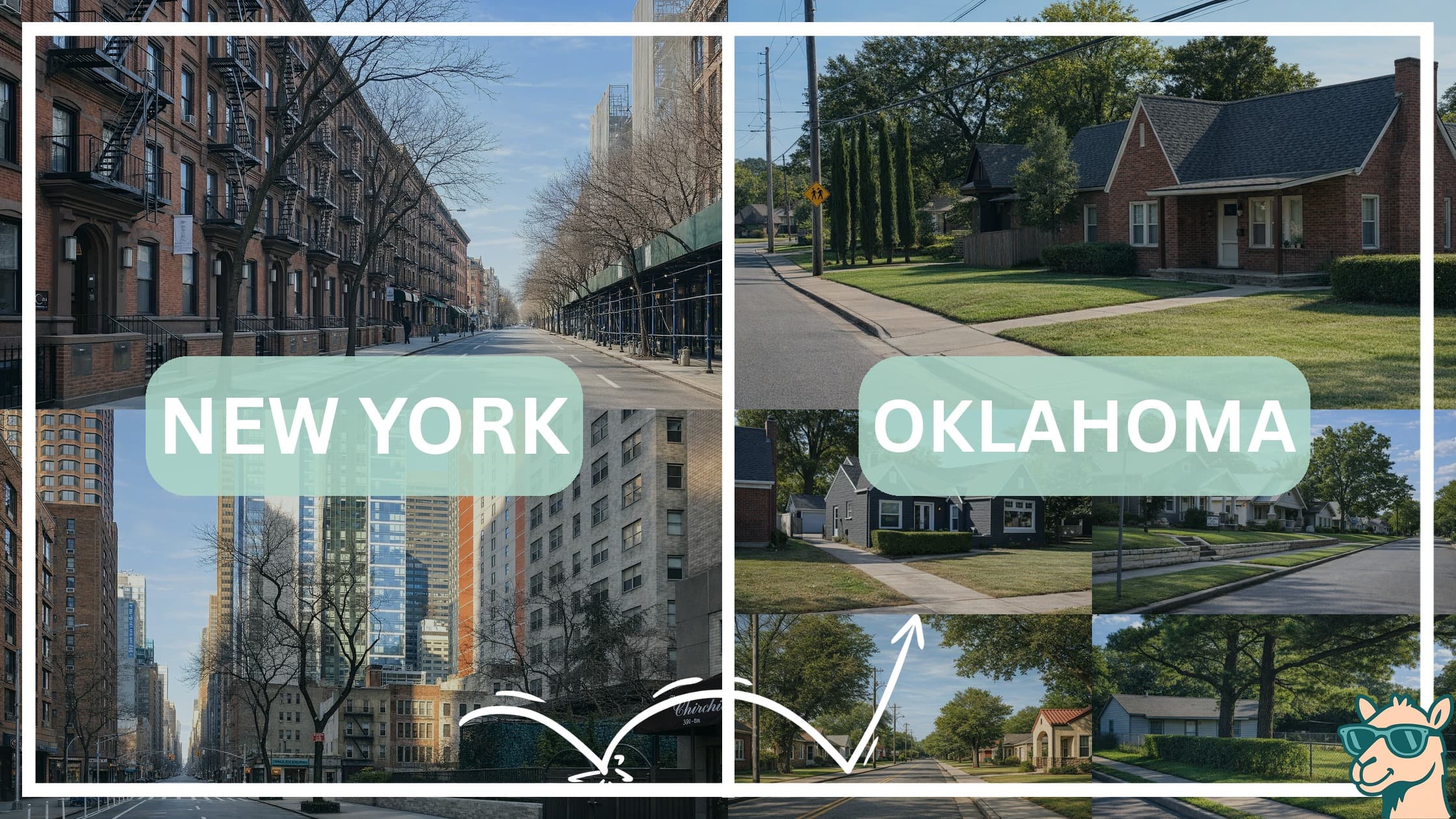 comparison of housing options and types between neighborhoods in New York and Oklahoma