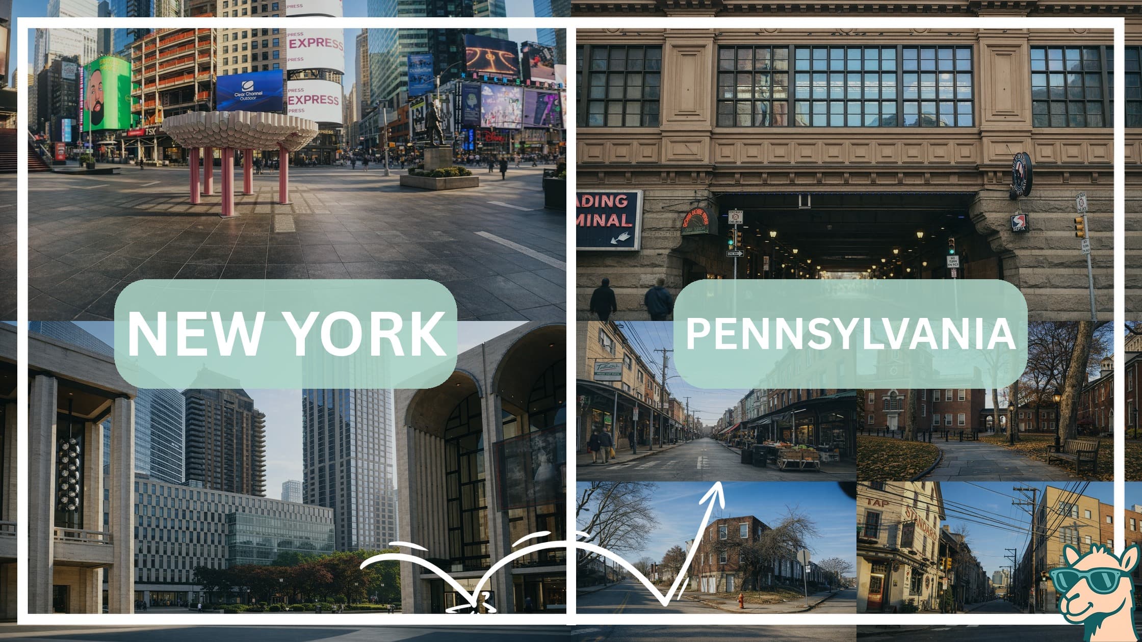 comparison of hotspots between neighborhoods in New York and Pennsylvania