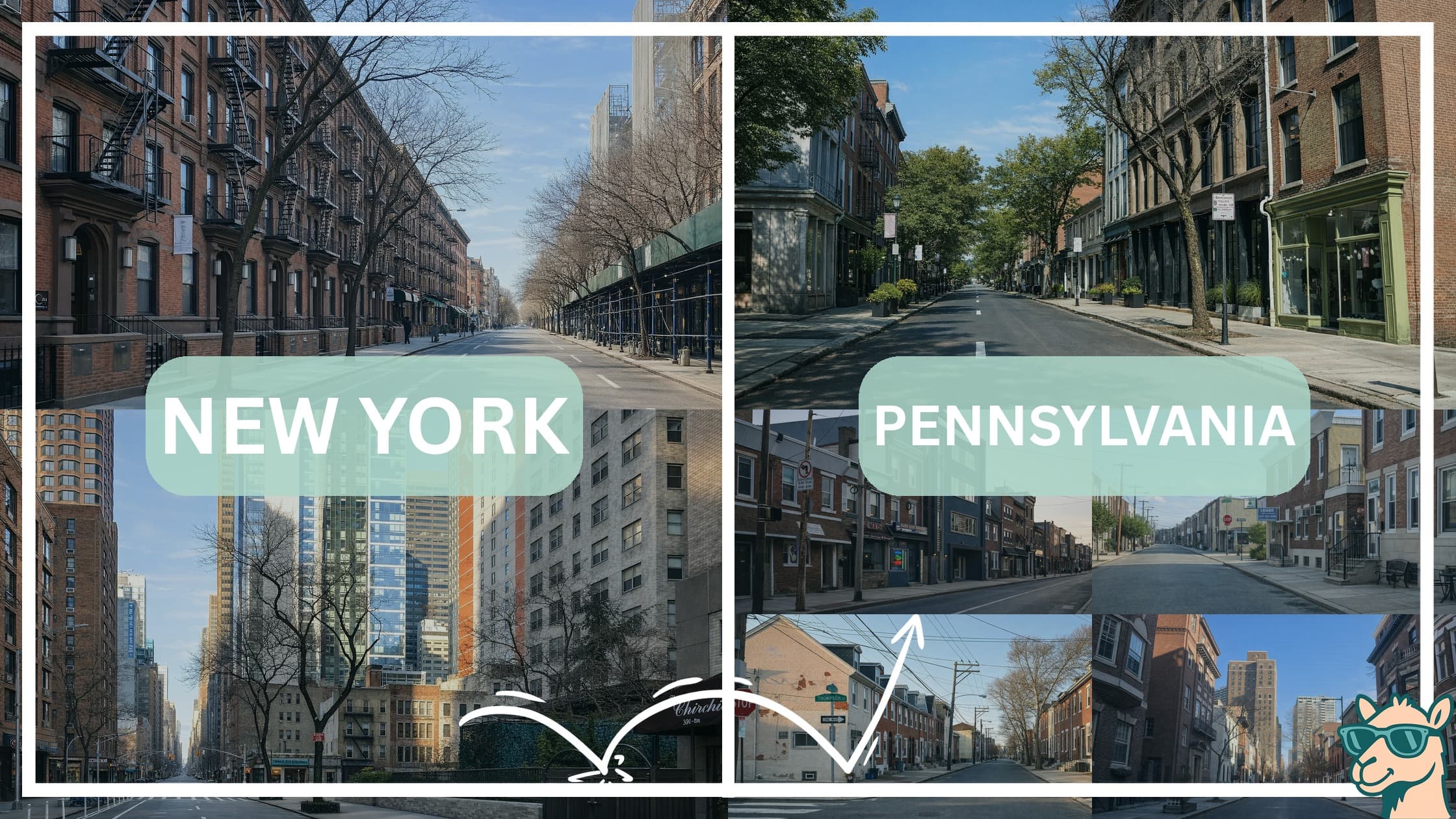 comparison of housing options and types between neighborhoods in New York and Pennsylvania