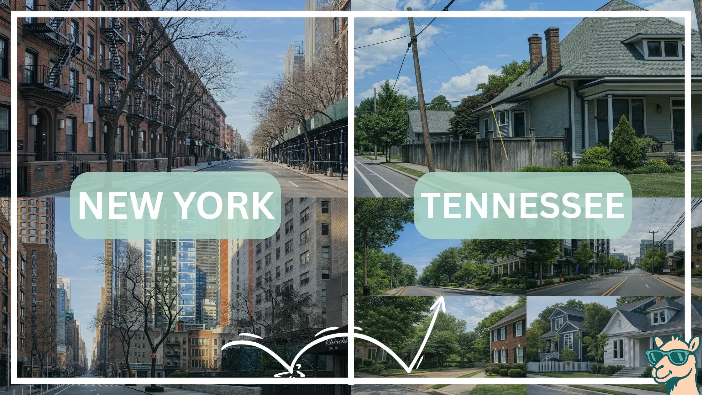 comparison of housing options and types between neighborhoods in New York and Tennessee