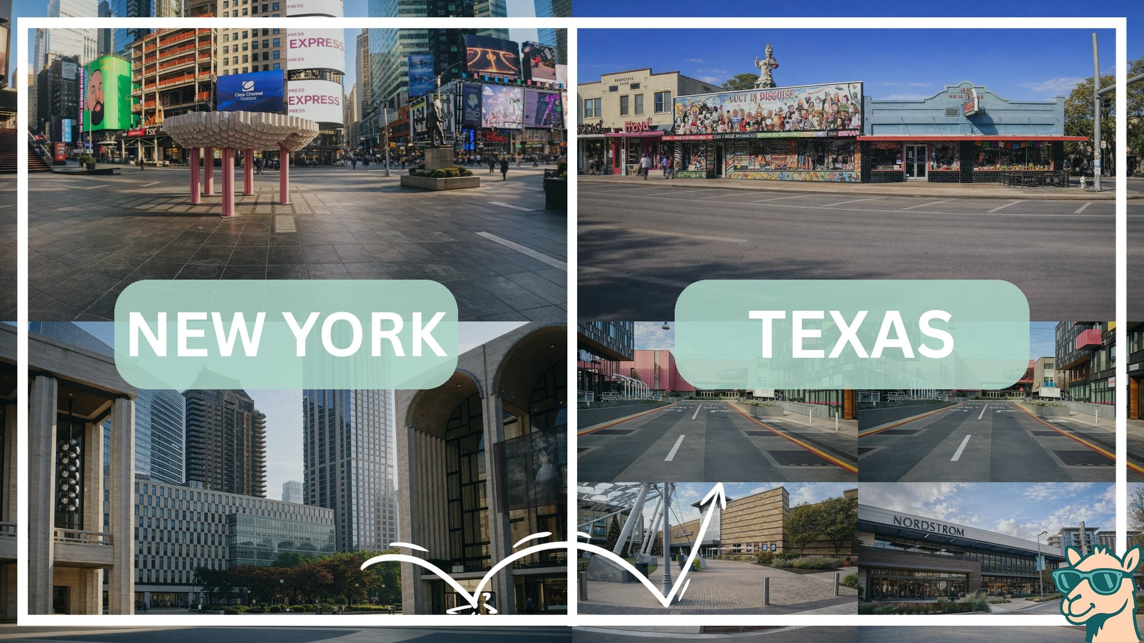 comparison of hotspots between neighborhoods in New York and Texas