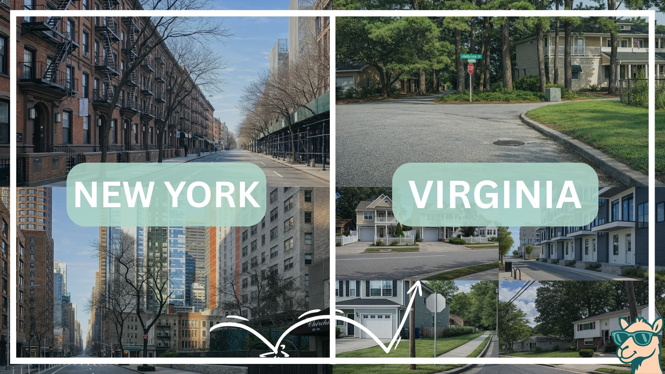 comparison of housing options and types between neighborhoods in New York and Virginia