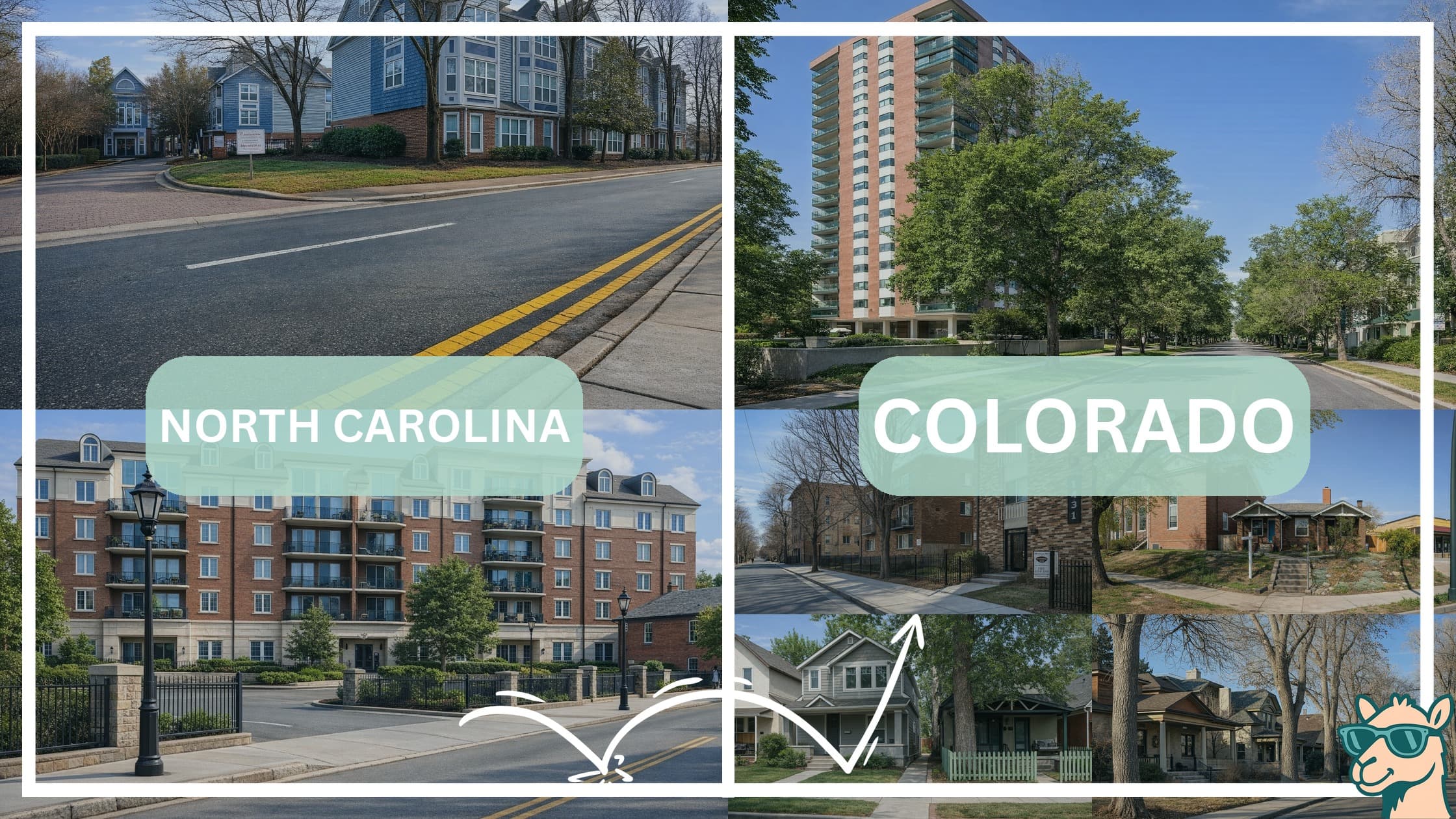 comparison of housing options and types between neighborhoods in North Carolina and Colorado