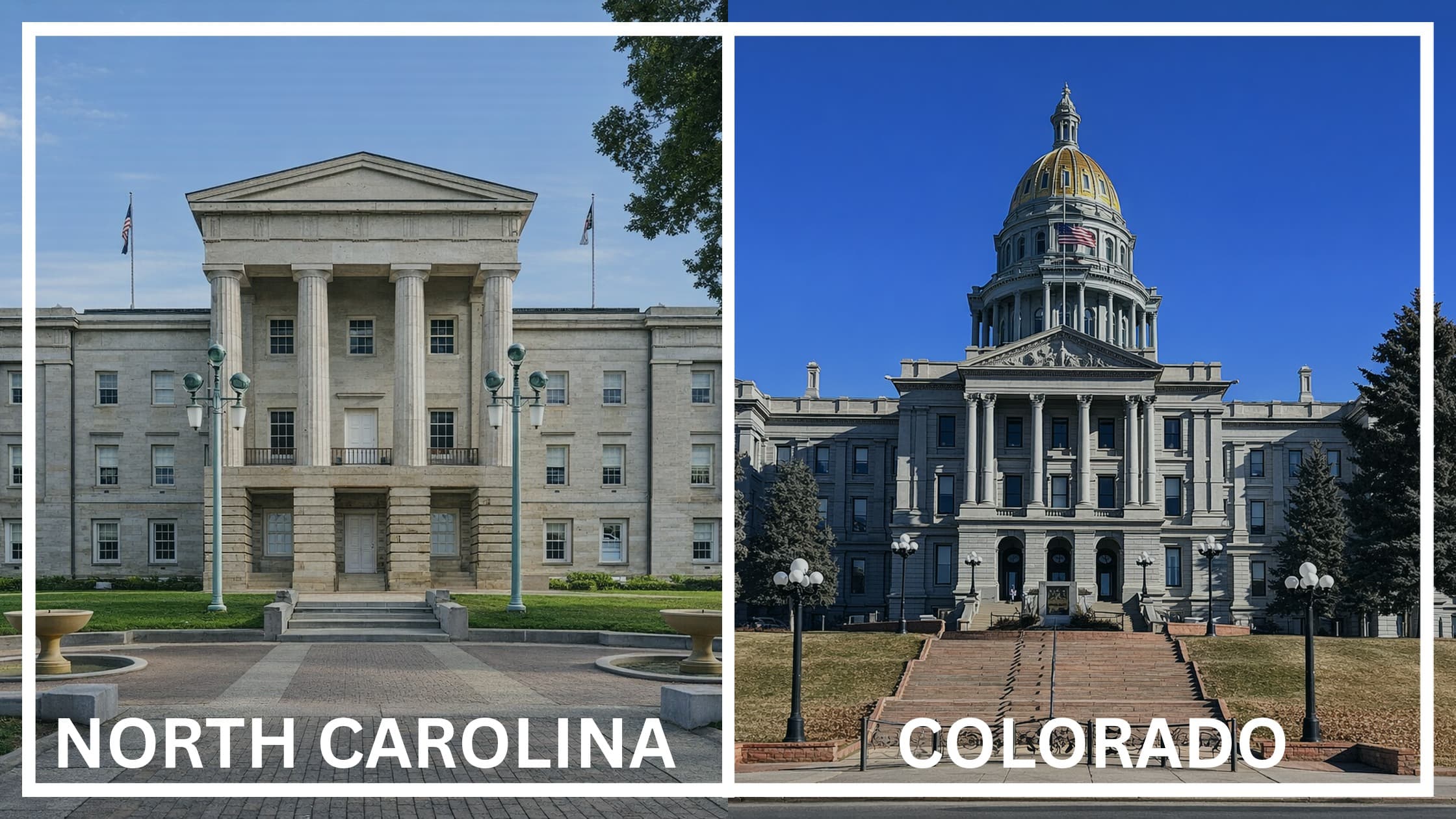Comparing the state capitol buildings between North Carolina and Colorado.