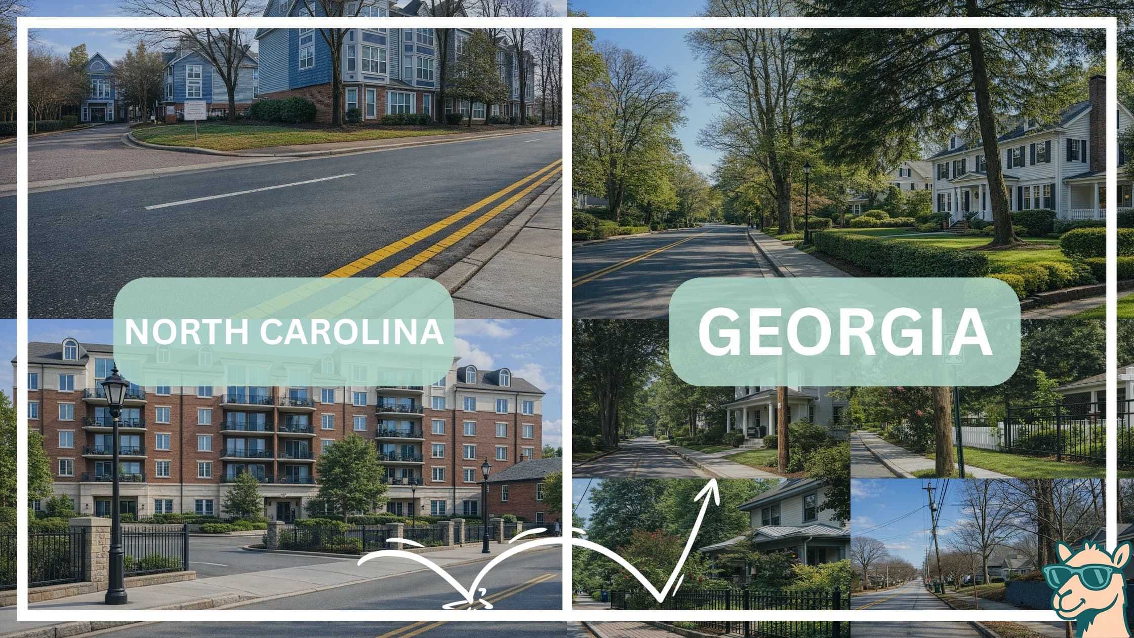 comparison of housing options and types between neighborhoods in North Carolina and Georgia