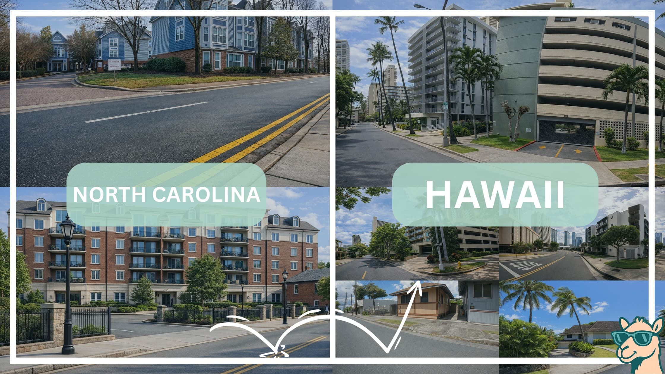 comparison of housing options and types between neighborhoods in North Carolina and Hawaii