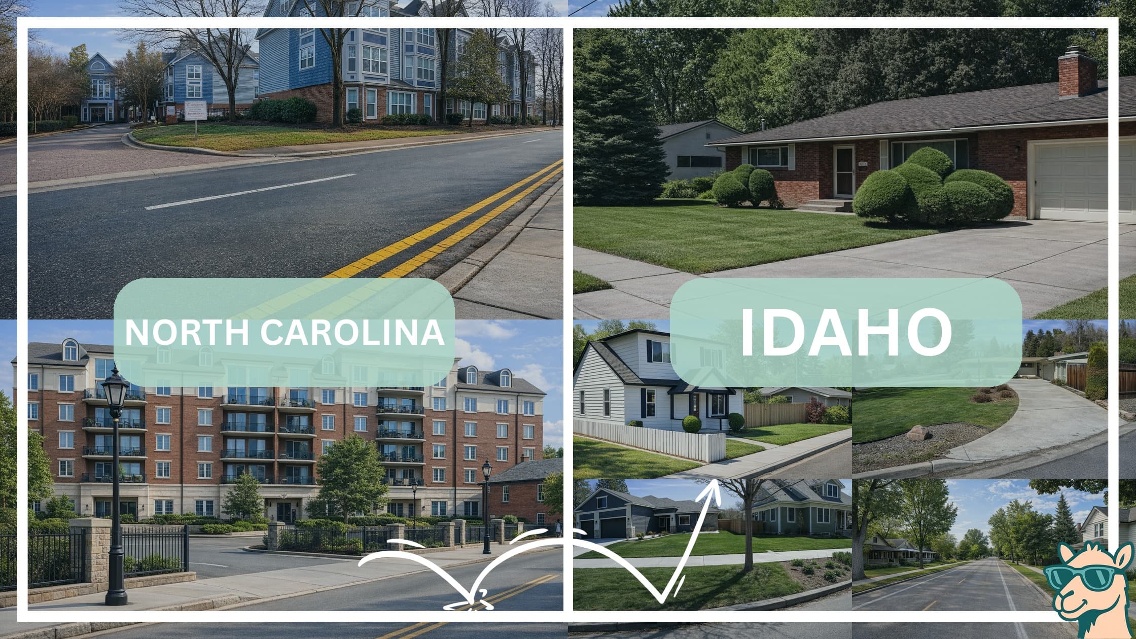 comparison of housing options and types between neighborhoods in North Carolina and Idaho