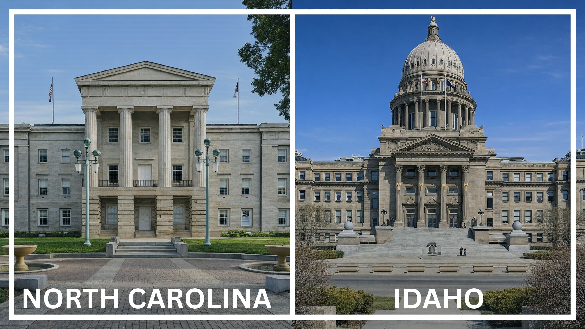 Comparing the state capitol buildings between North Carolina and Idaho.