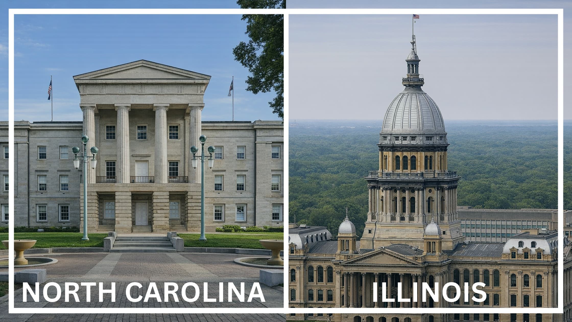 Comparing the state capitol buildings between North Carolina and Illinois.